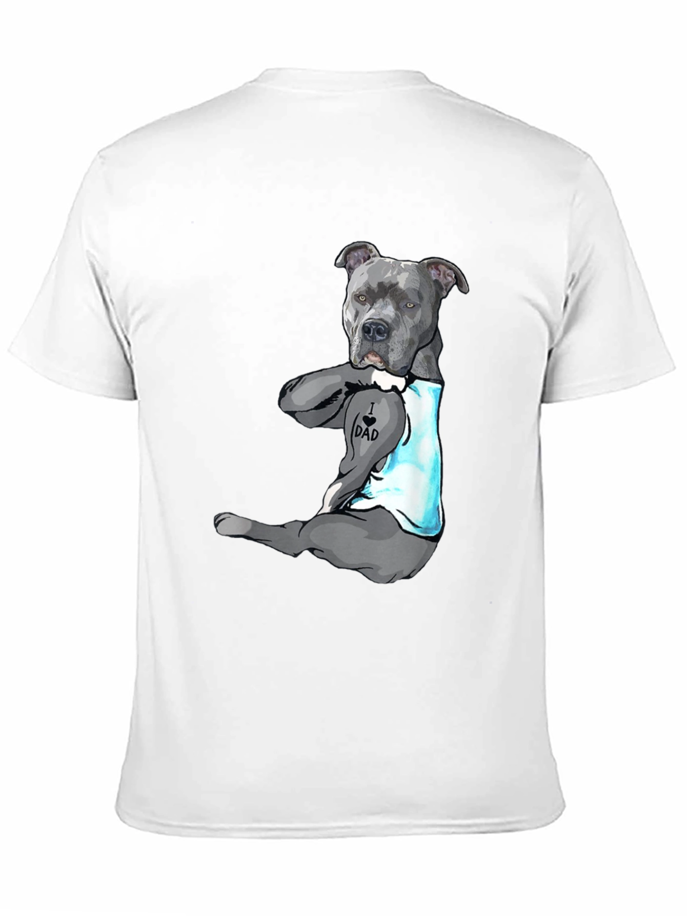 I Love Dad Tattoo Pitbull T-Shirt - Black