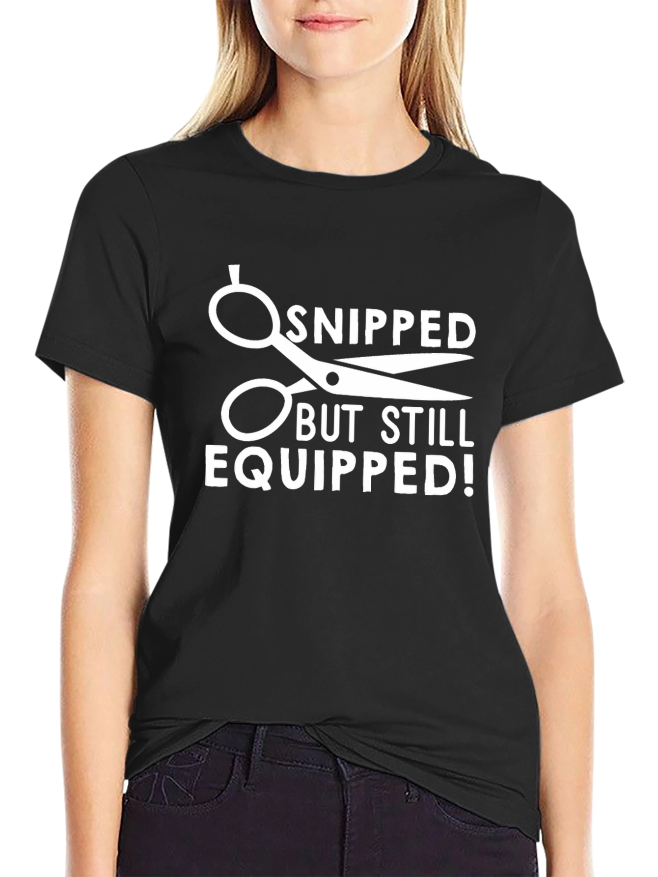 Snipped But Still Equipped Black Graphic T-Shirt