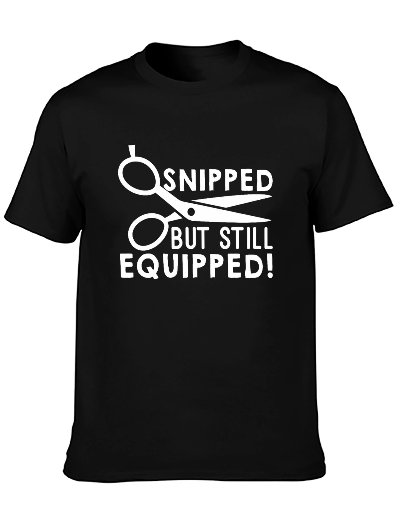 Snipped But Still Equipped Black Graphic T-Shirt