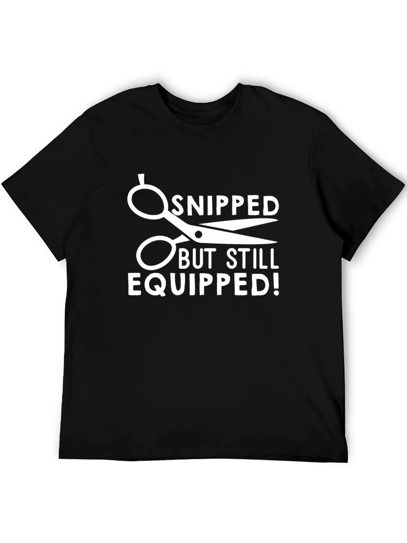 Snipped But Still Equipped Black Graphic T-Shirt
