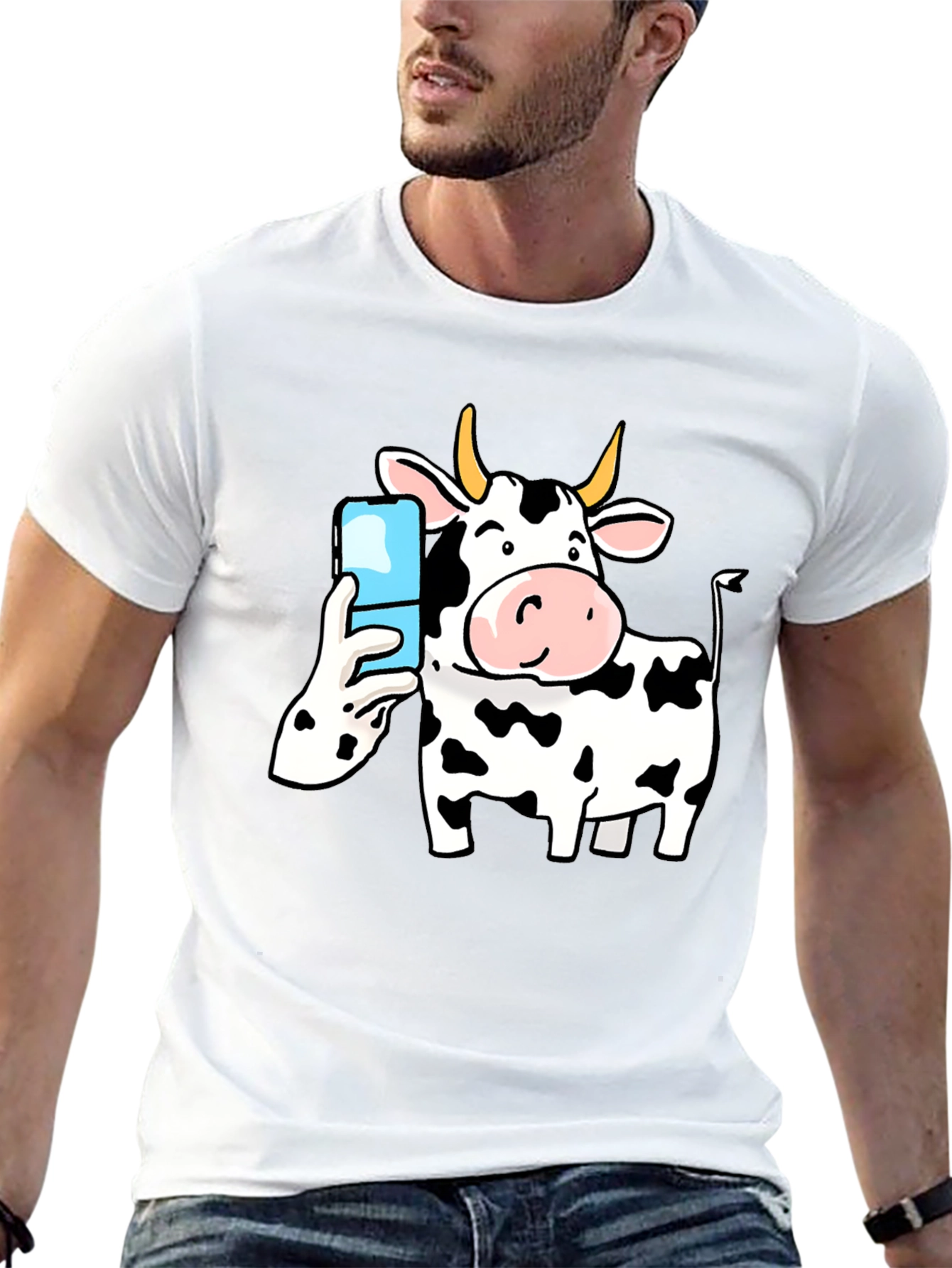 Cow Selfie Black T-Shirt