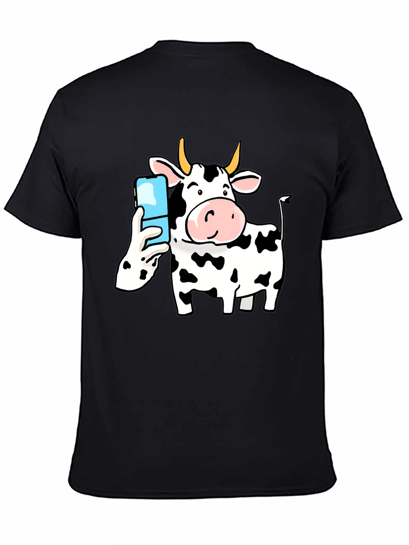 Cow Selfie Black T-Shirt