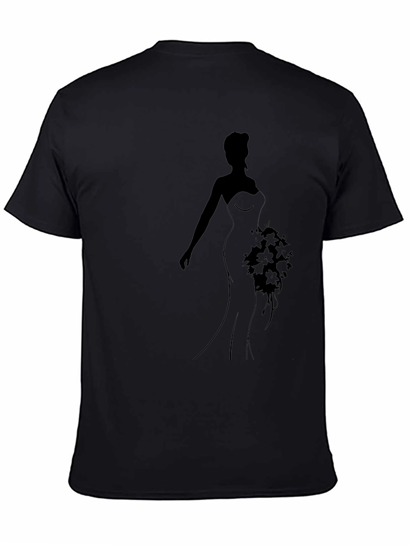 Elegant Bride Silhouette Black T-Shirt