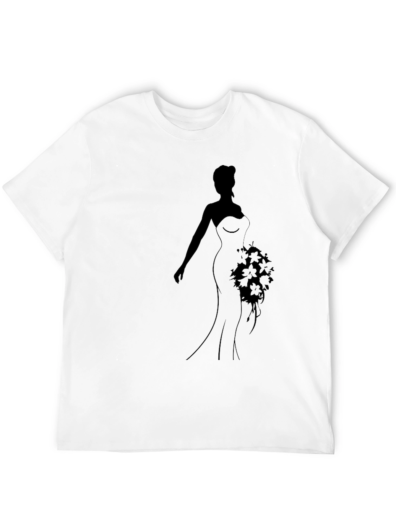 Elegant Bride Silhouette Black T-Shirt