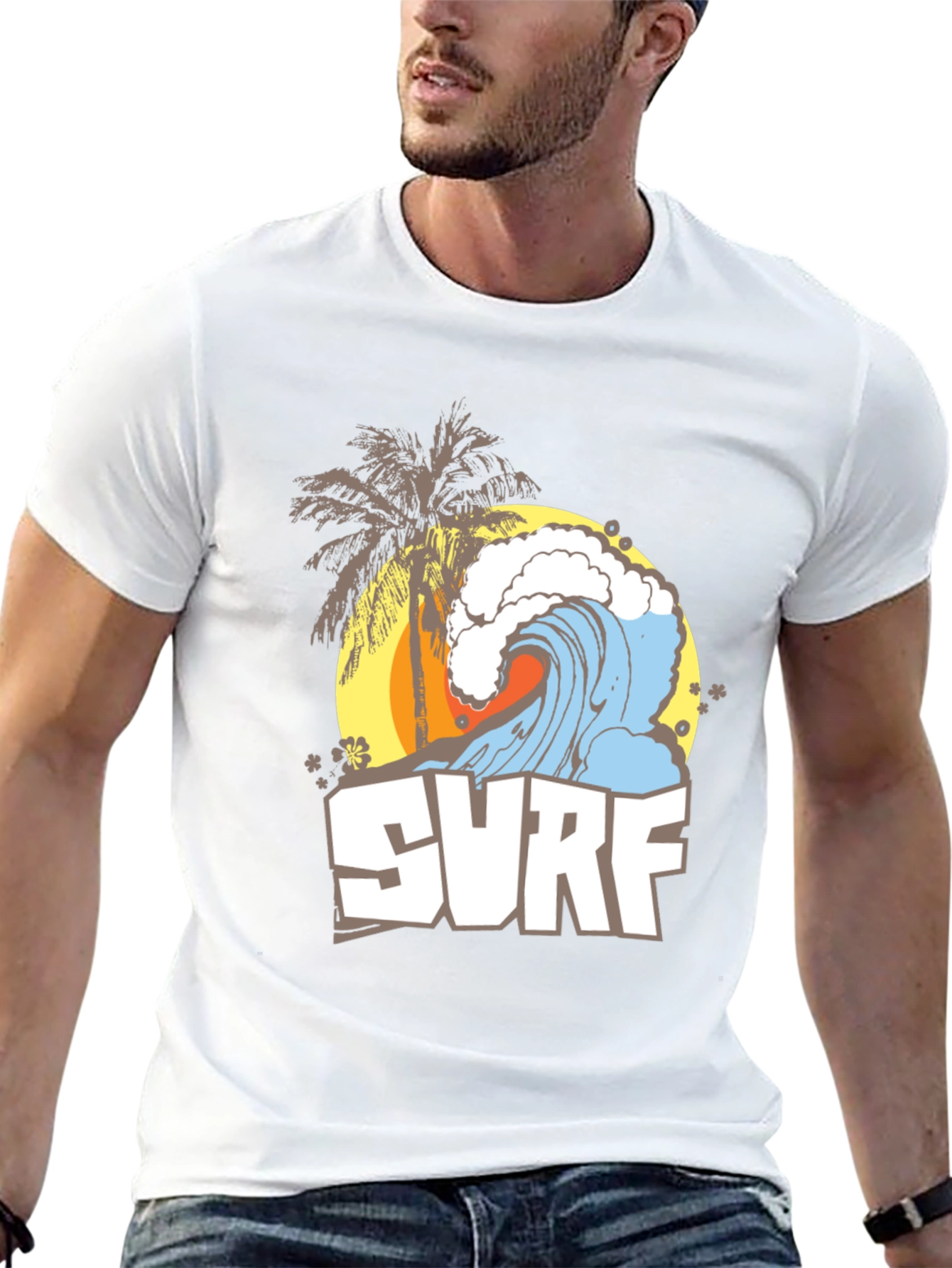 Surf Wave Graphic Tee - Black Summer T-Shirt
