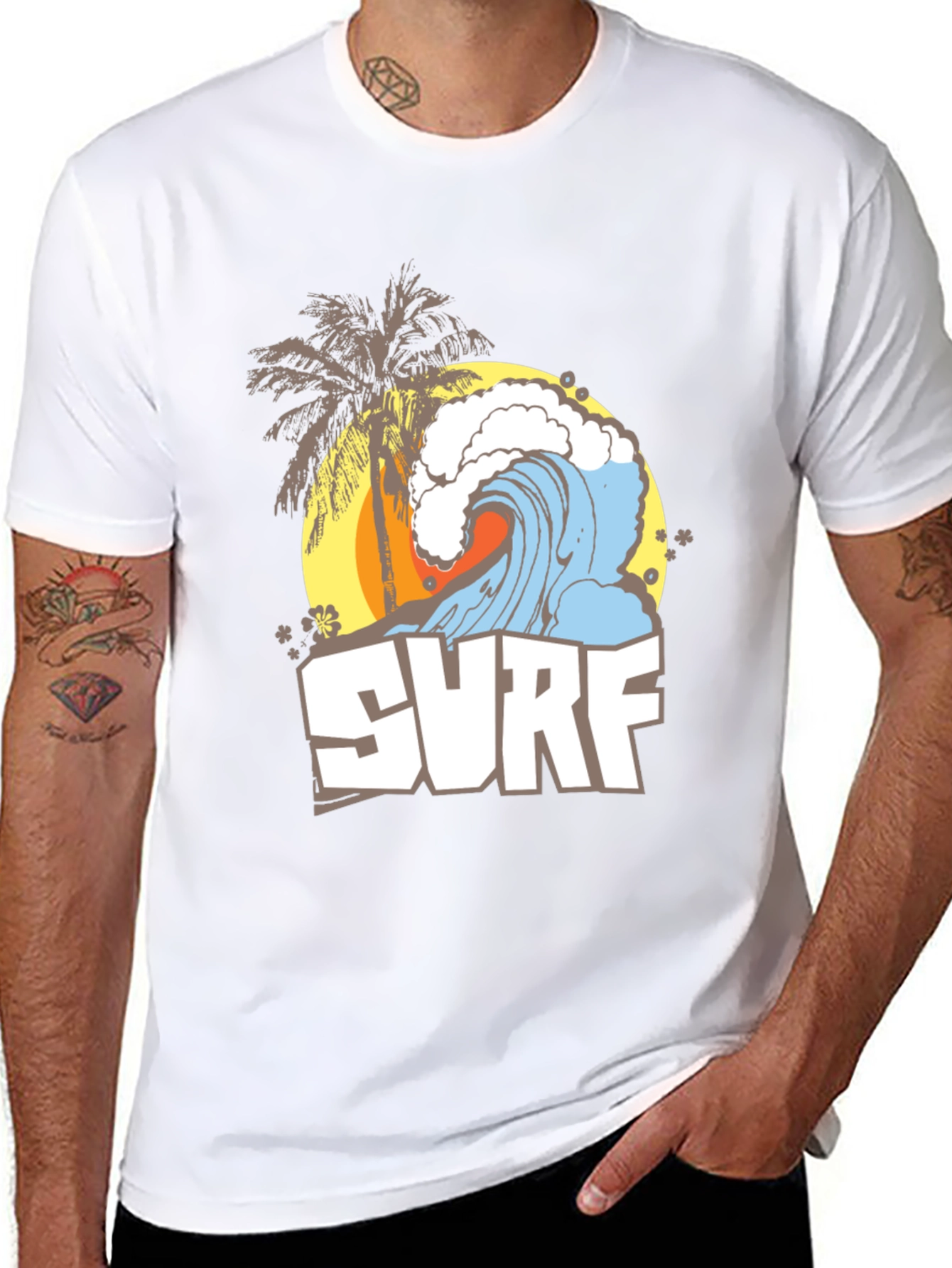 Surf Wave Graphic Tee - Black Summer T-Shirt