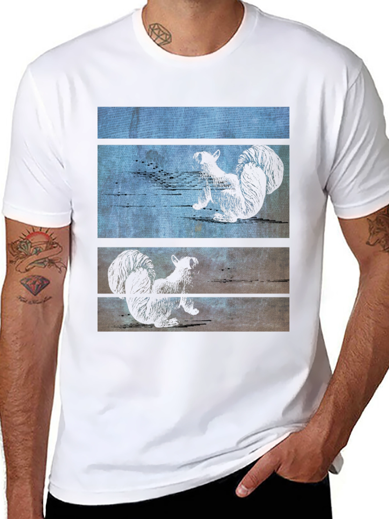 Squirrel Wood Panel Graphic Tee - Black