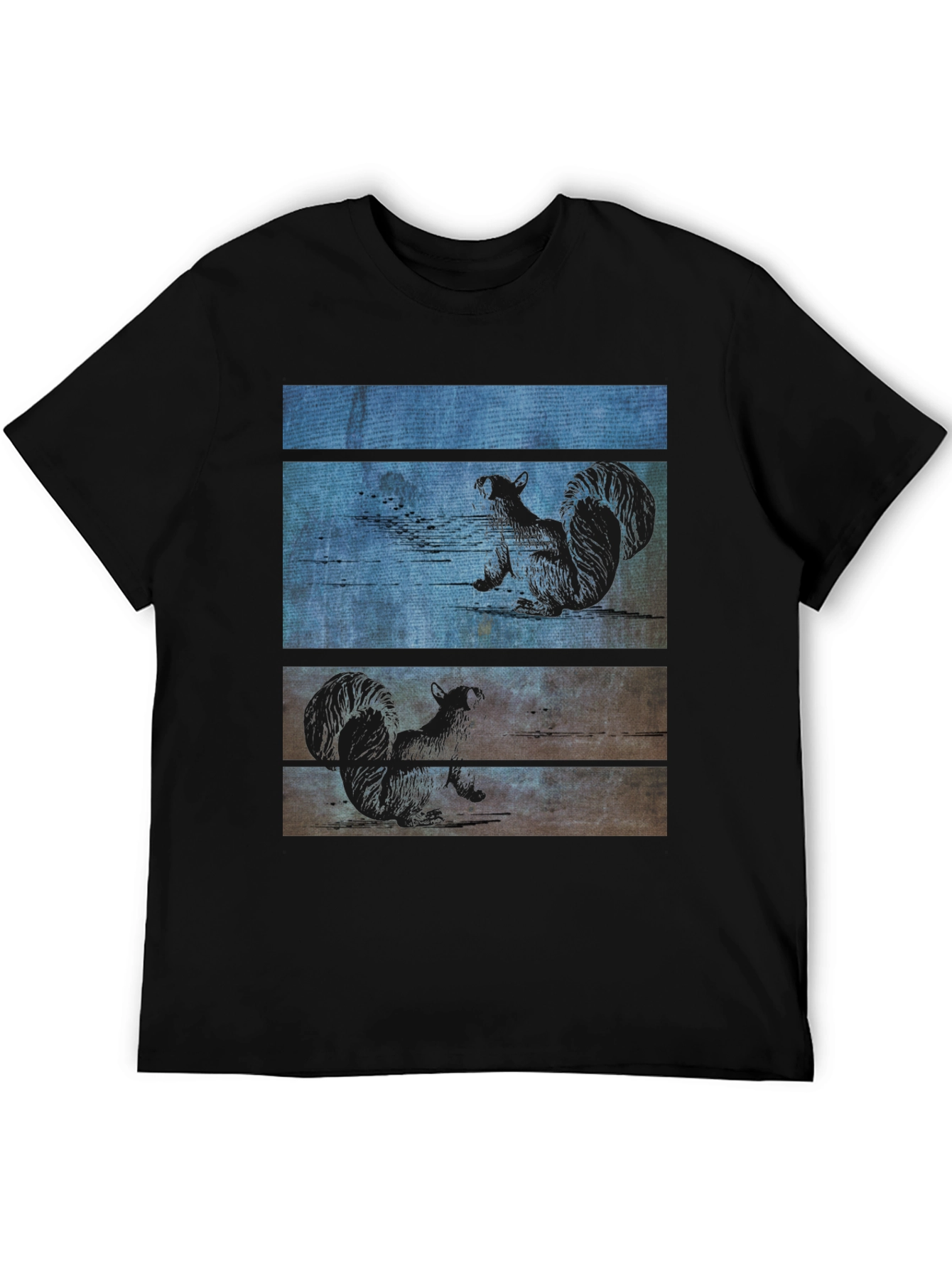 Squirrel Wood Panel Graphic Tee - Black