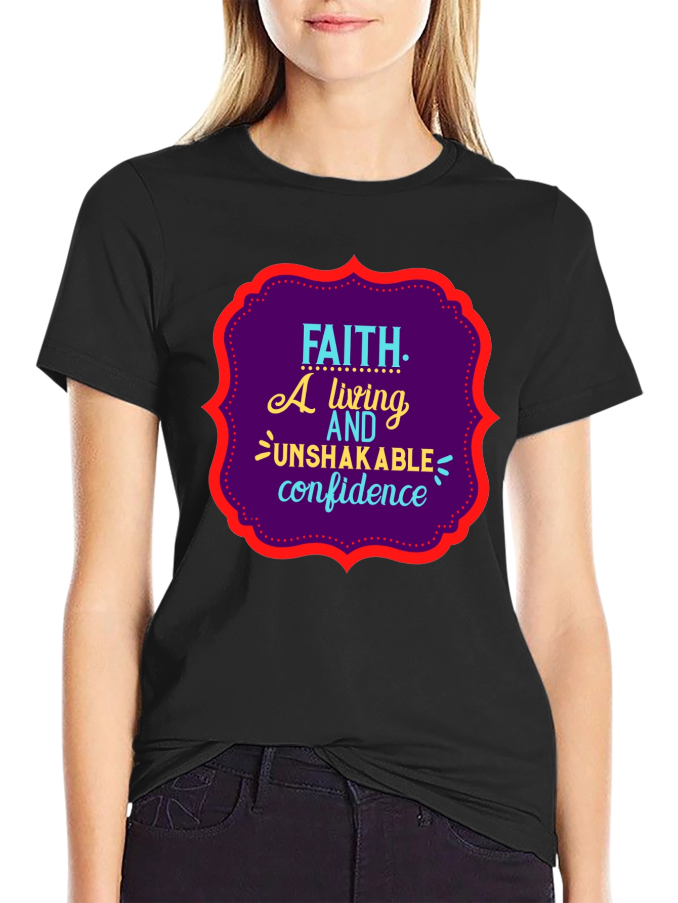 Faith Unshakable Confidence Black Graphic T-Shirt