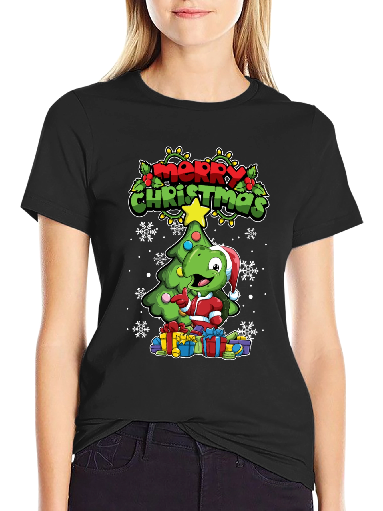 Festive Dino Christmas T-Shirt