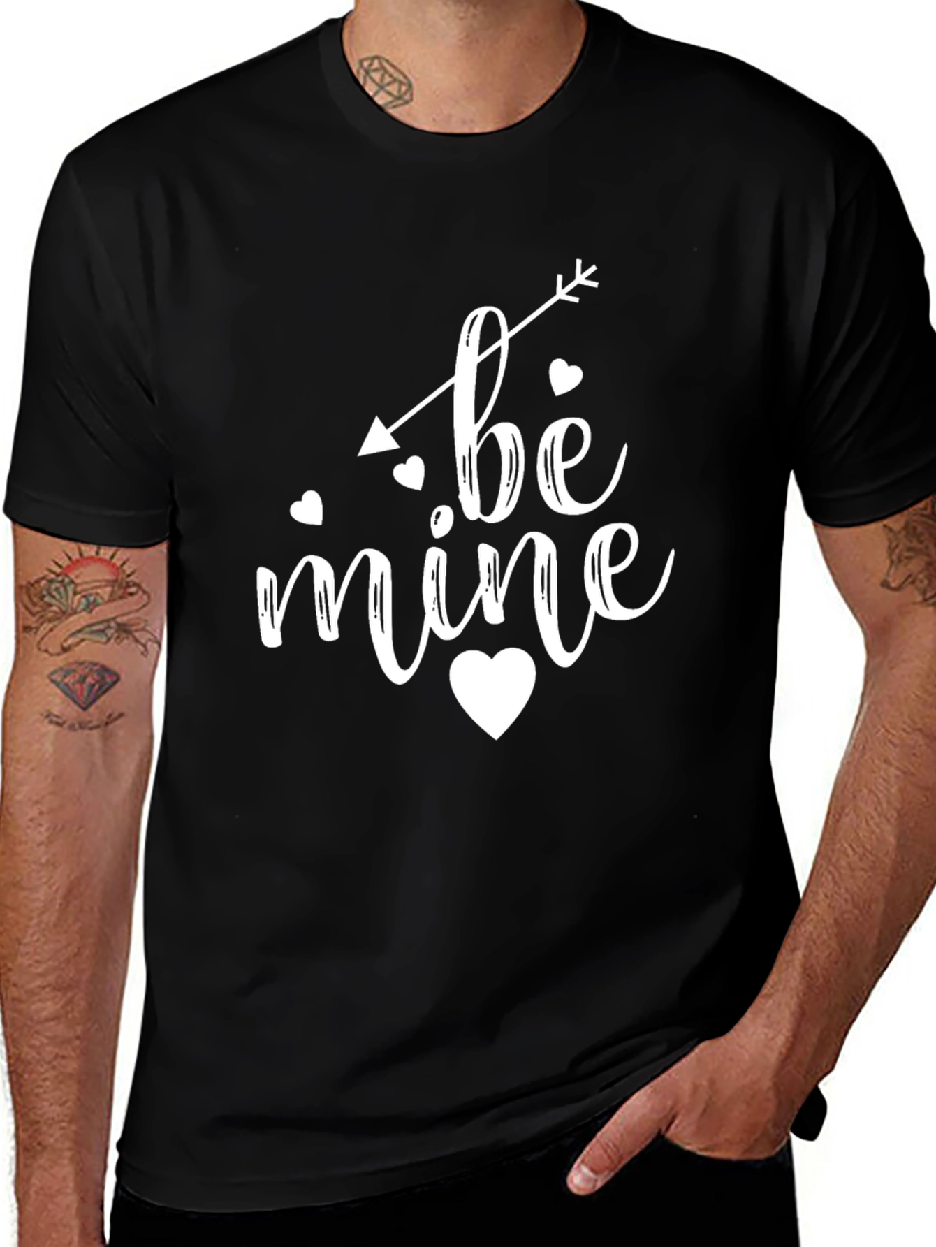 Be Mine Valentines Day Graphic Tee - Black