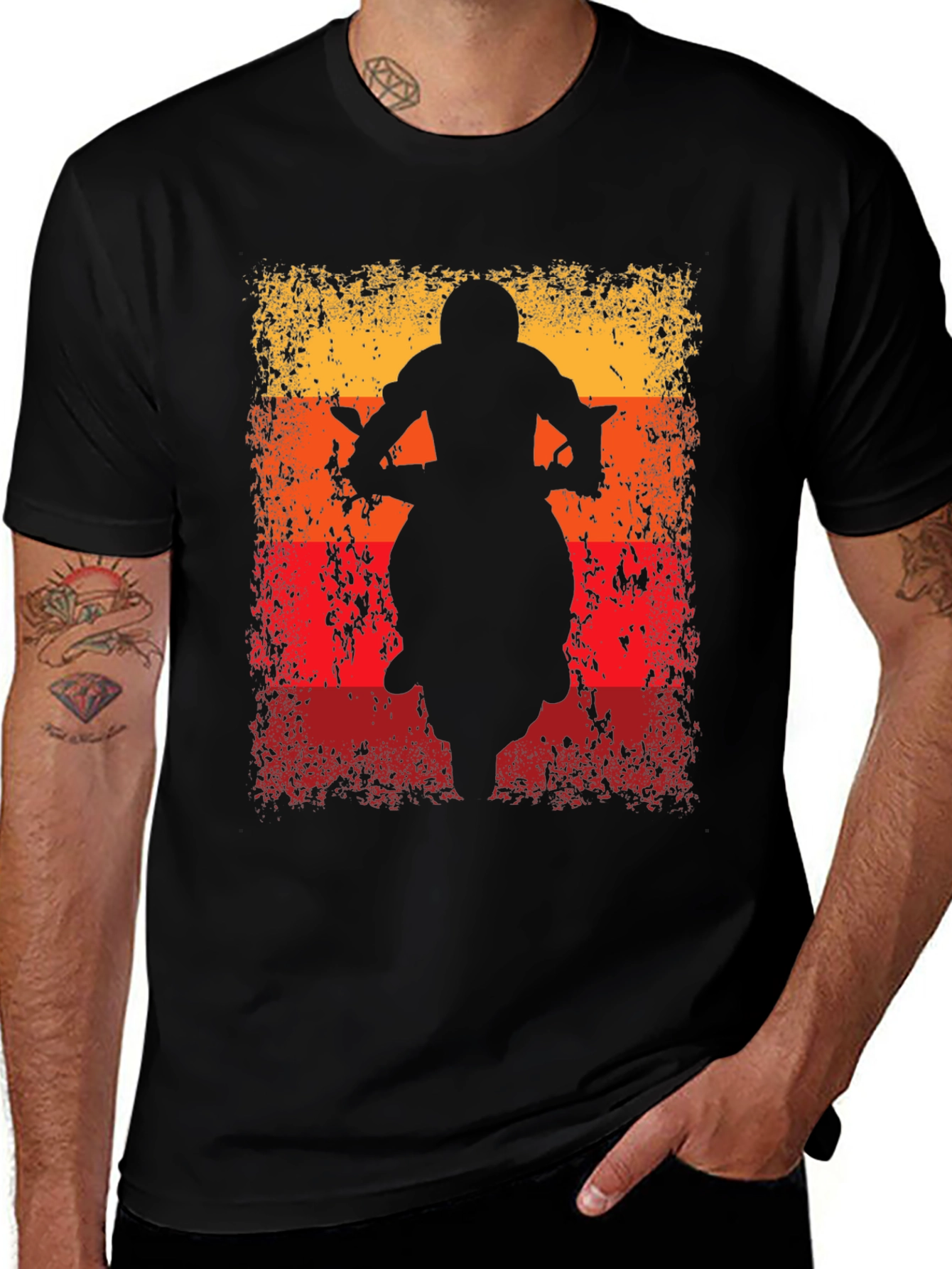 Retro Motorcycle Silhouette Graphic T-Shirt