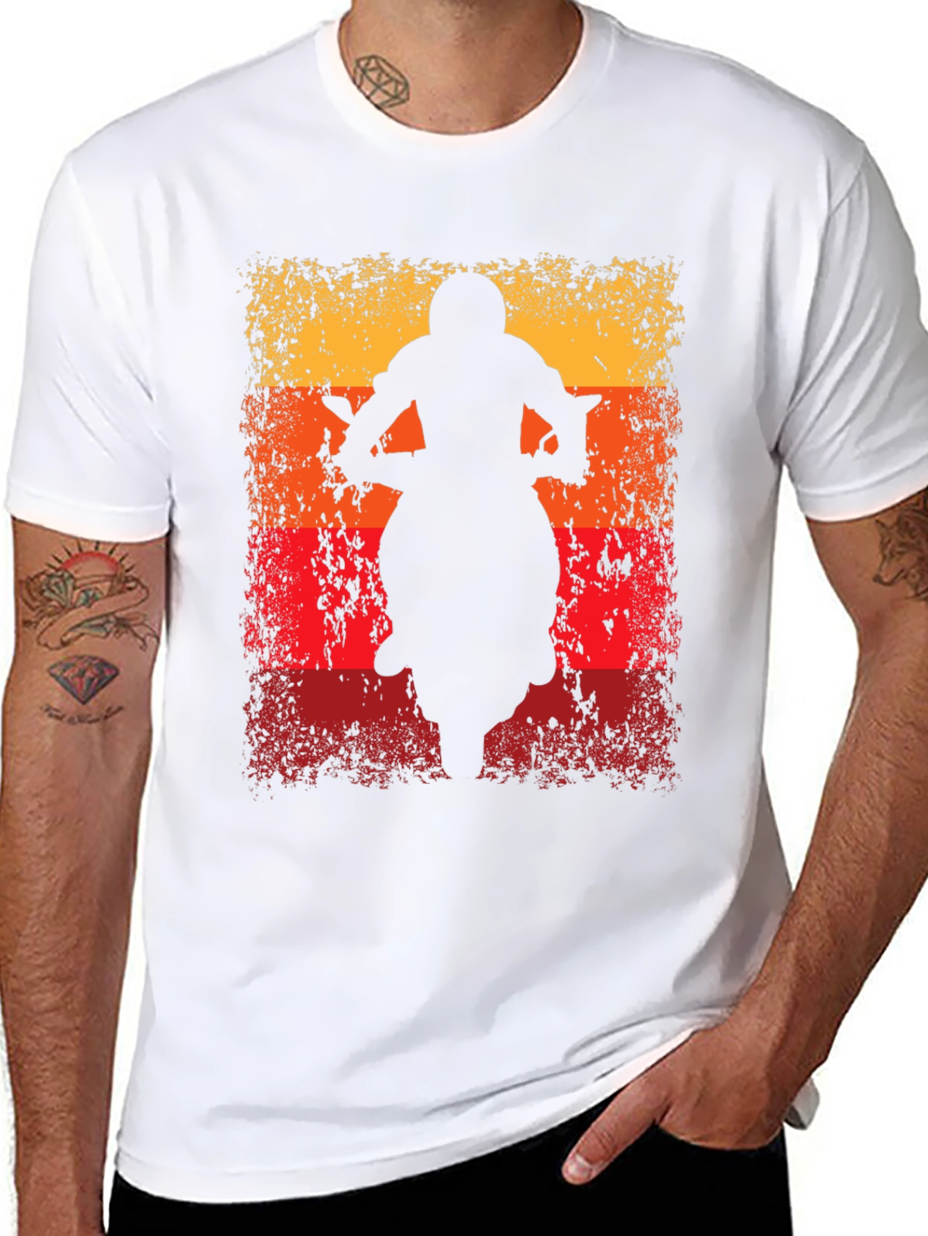 Retro Motorcycle Silhouette Graphic T-Shirt