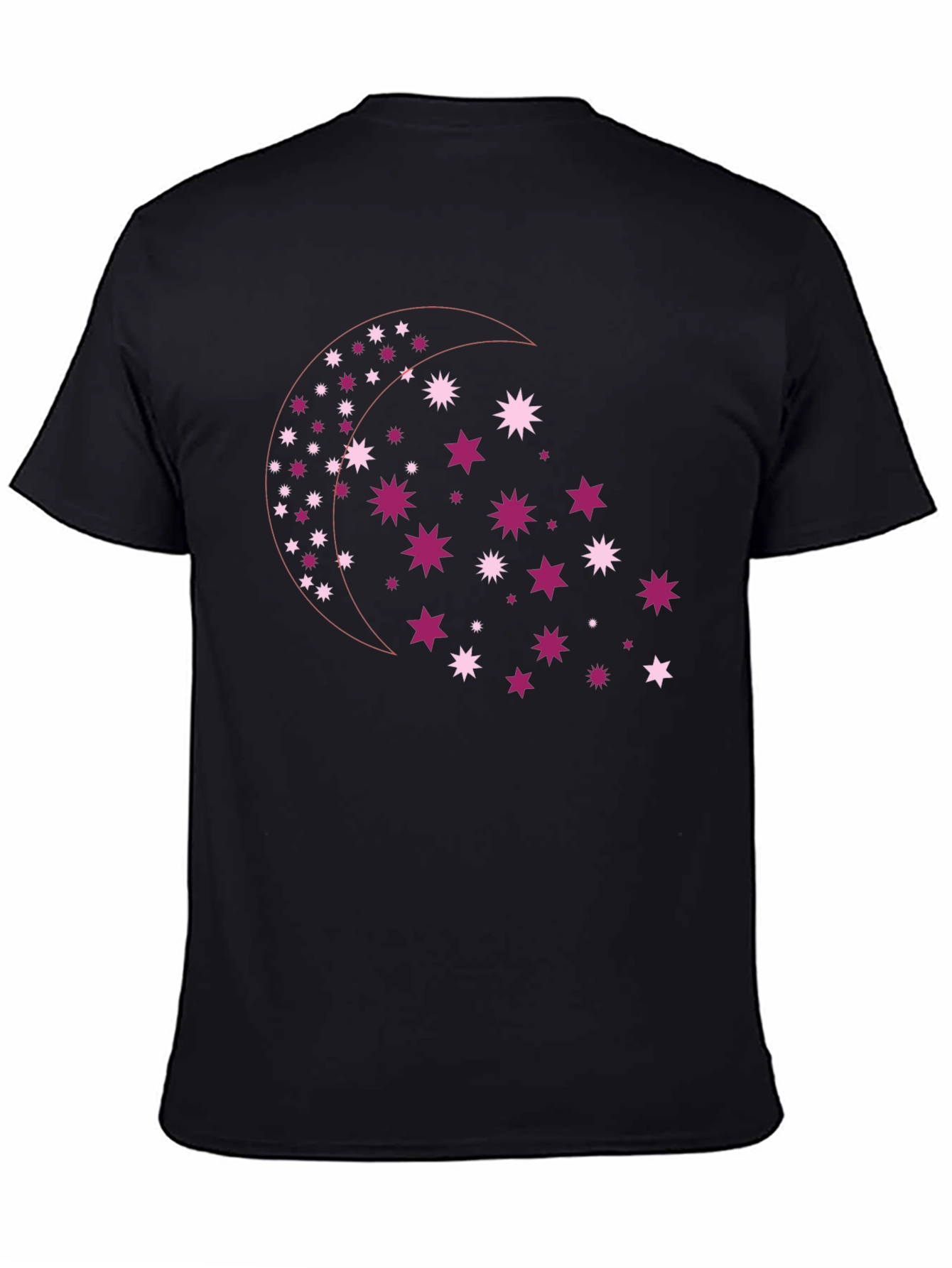 Celestial Star Moon Graphic Tee - Black
