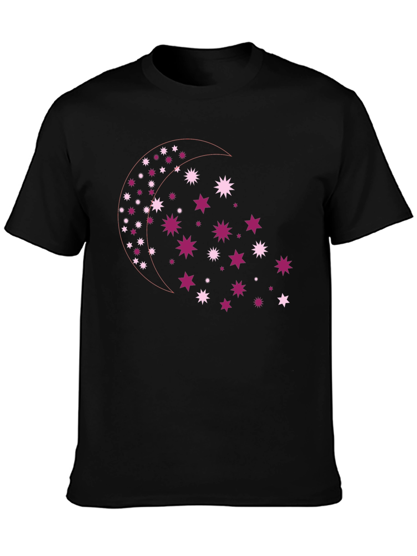 Celestial Star Moon Graphic Tee - Black