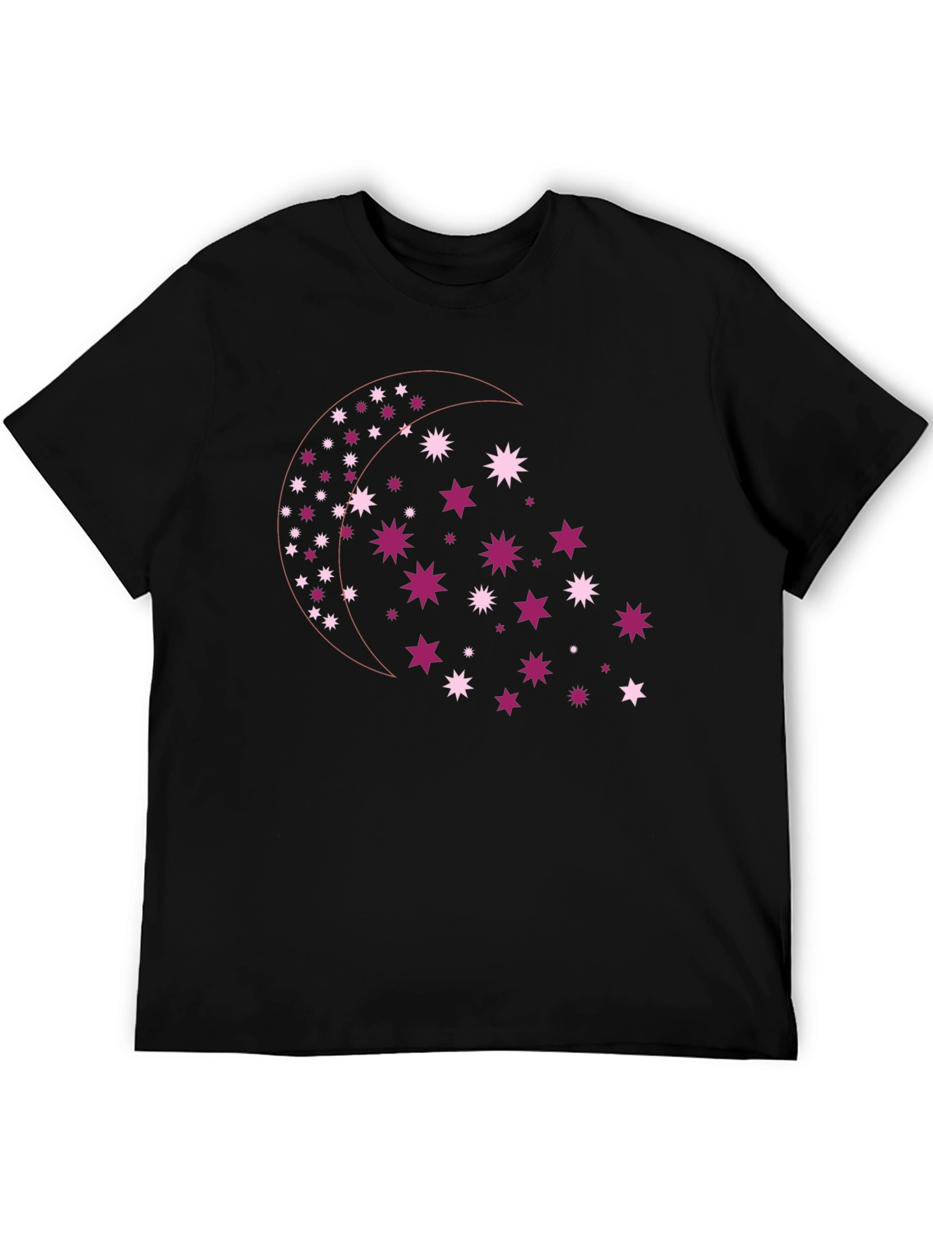 Celestial Star Moon Graphic Tee - Black
