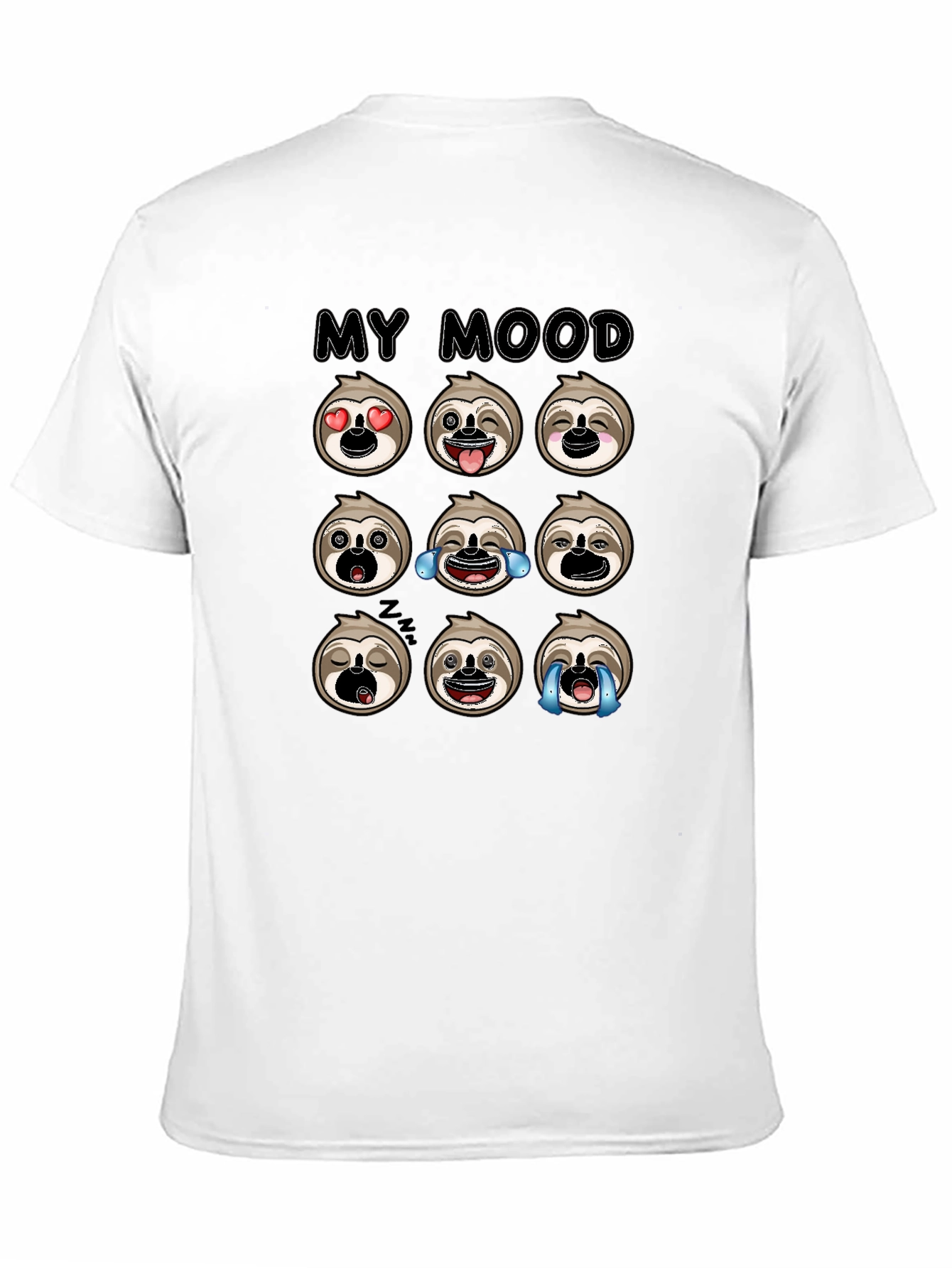 Sloth Mood Emoji Black Graphic Tee