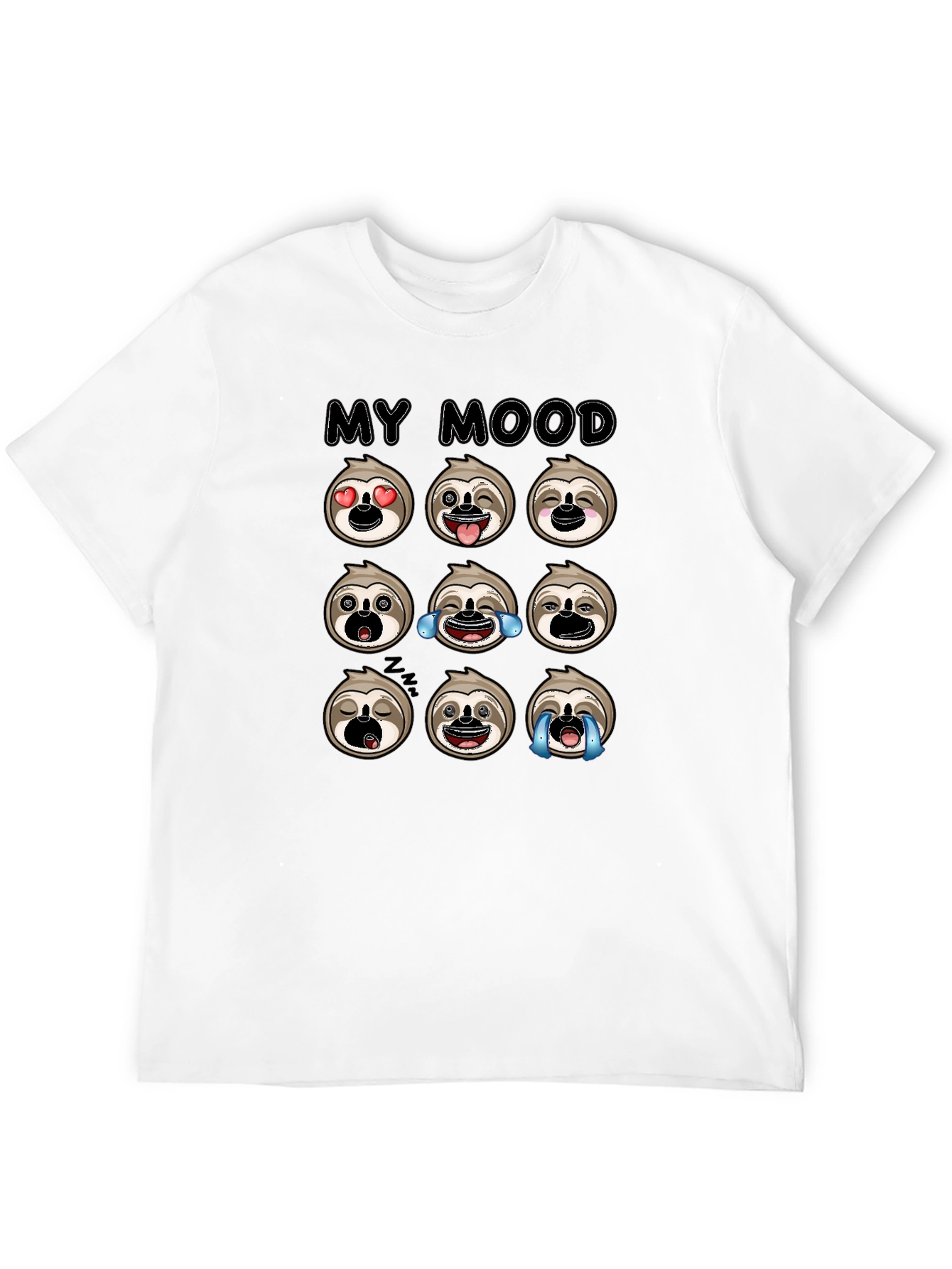 Sloth Mood Emoji Black Graphic Tee