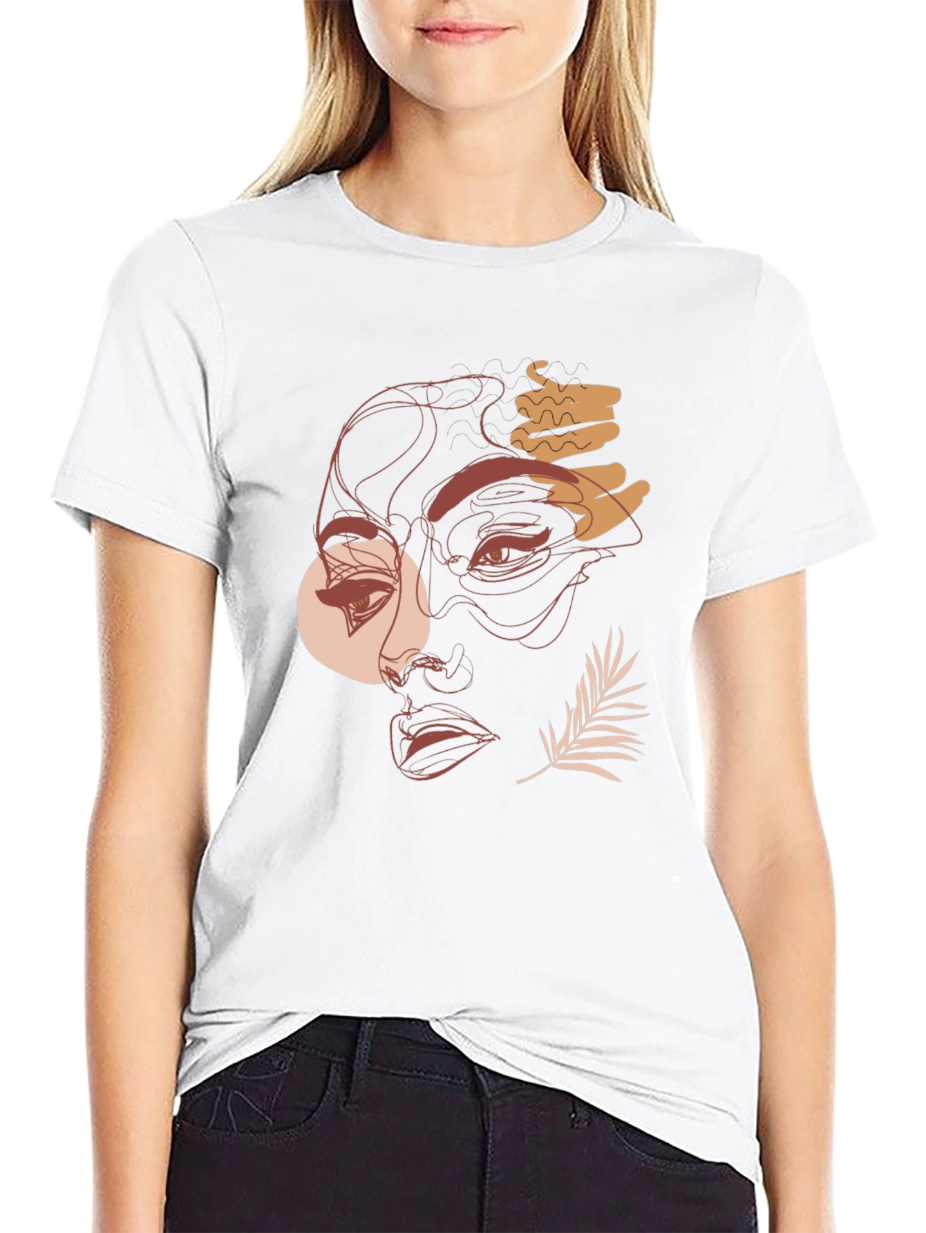 Abstract Face Graphic Tee - Modern Line Art T-Shirt