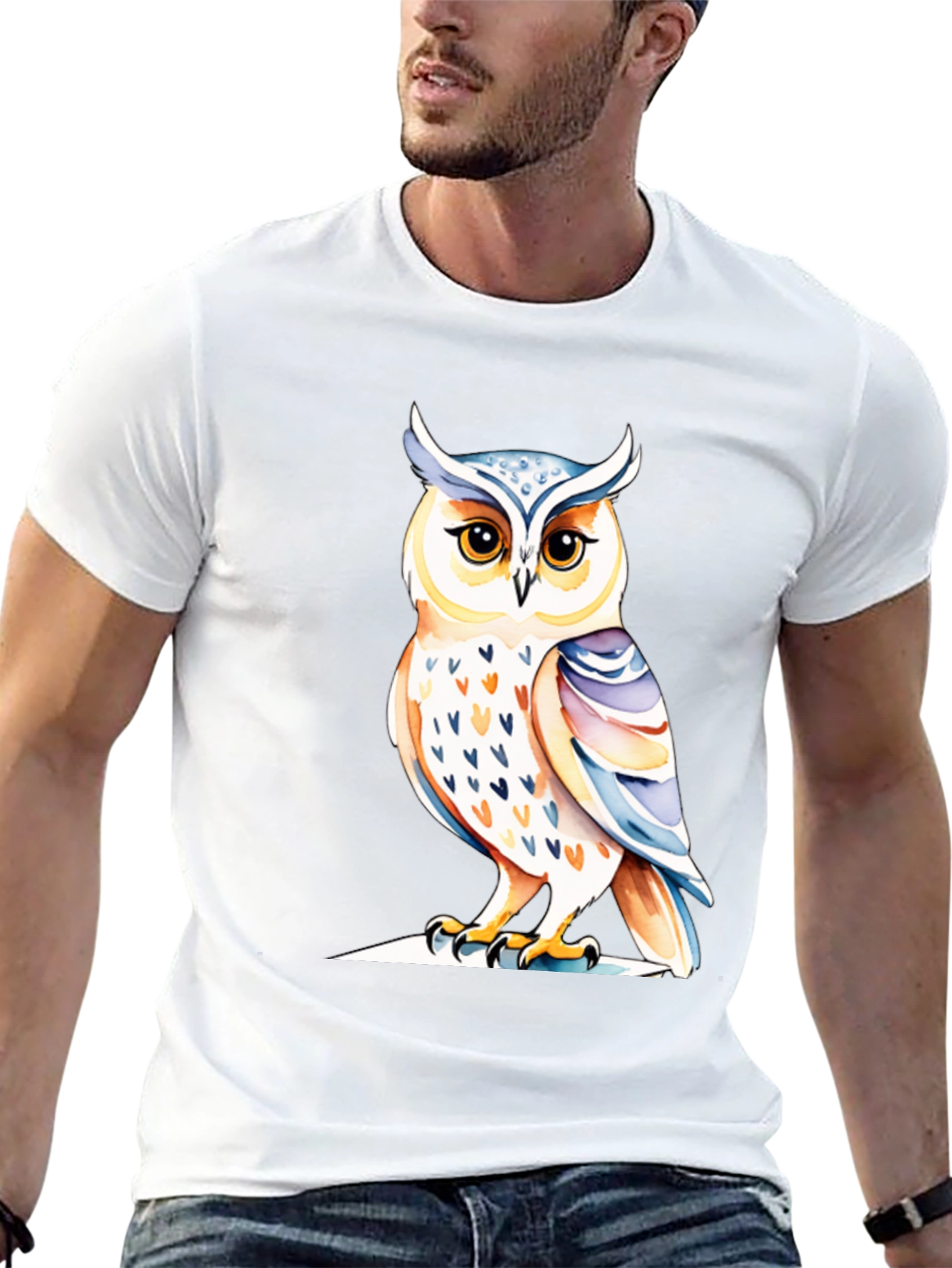 Black Owl Graphic Tee - Unique Bird Design