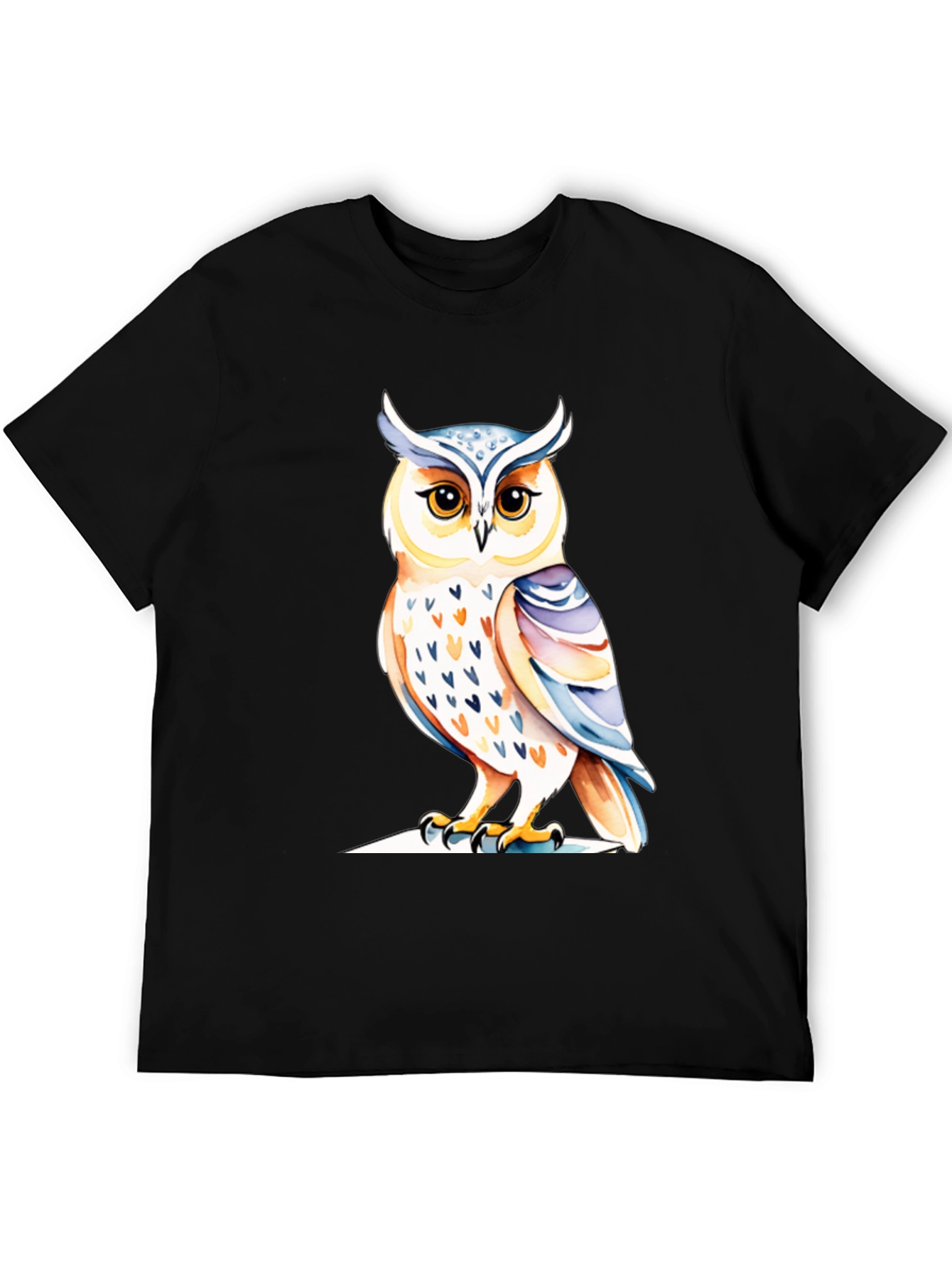 Black Owl Graphic Tee - Unique Bird Design