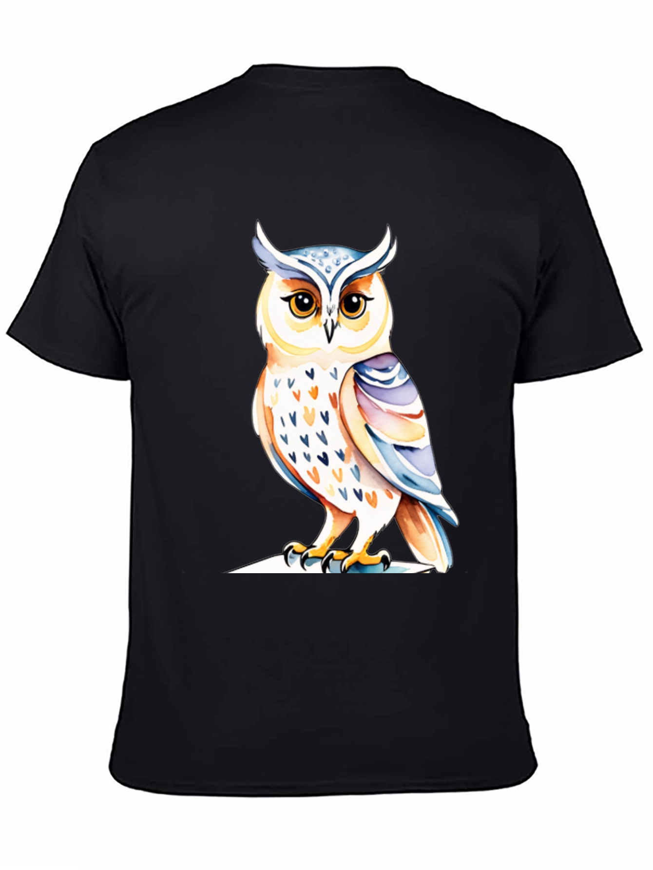 Black Owl Graphic Tee - Unique Bird Design