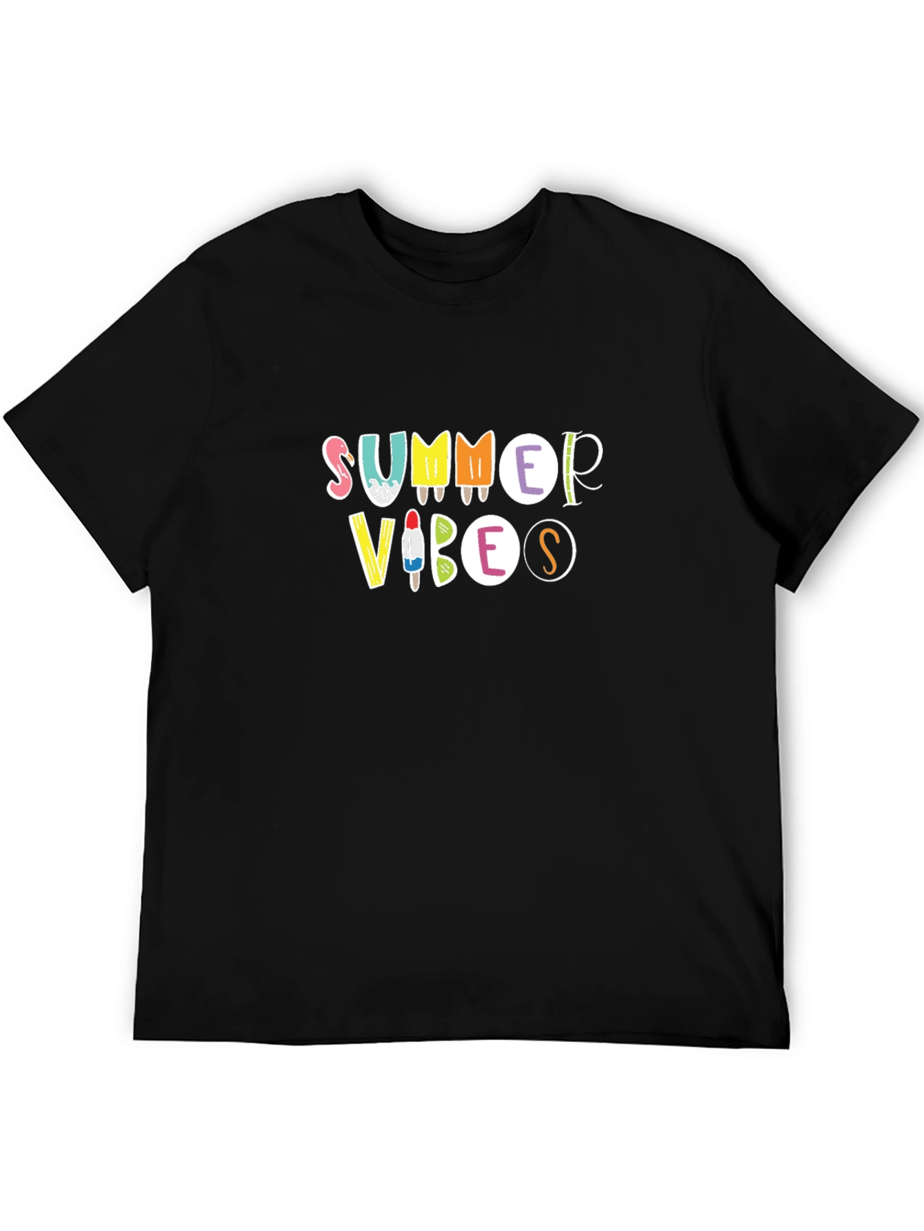 Summer Vibes Graphic Black T-Shirt