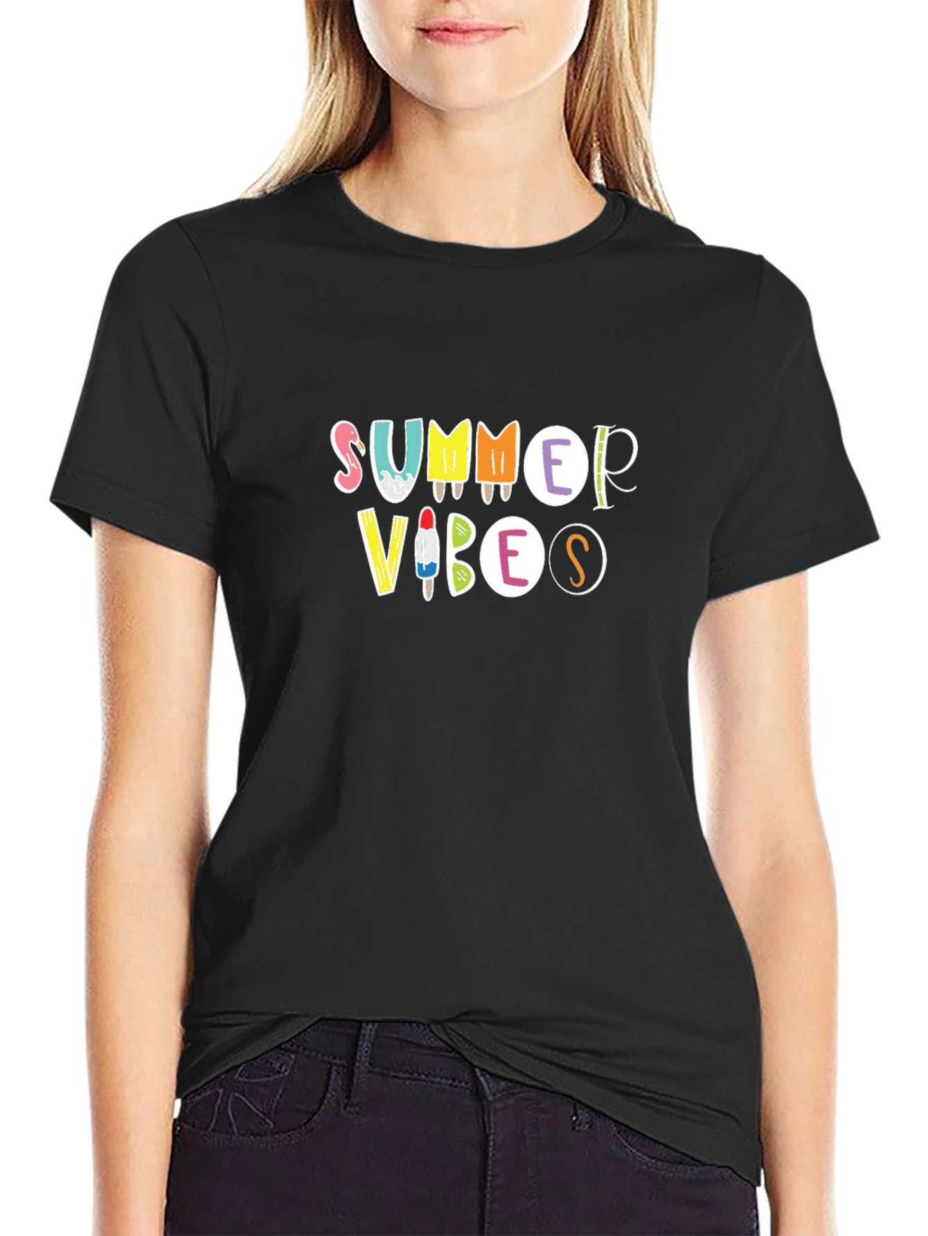 Summer Vibes Graphic Black T-Shirt