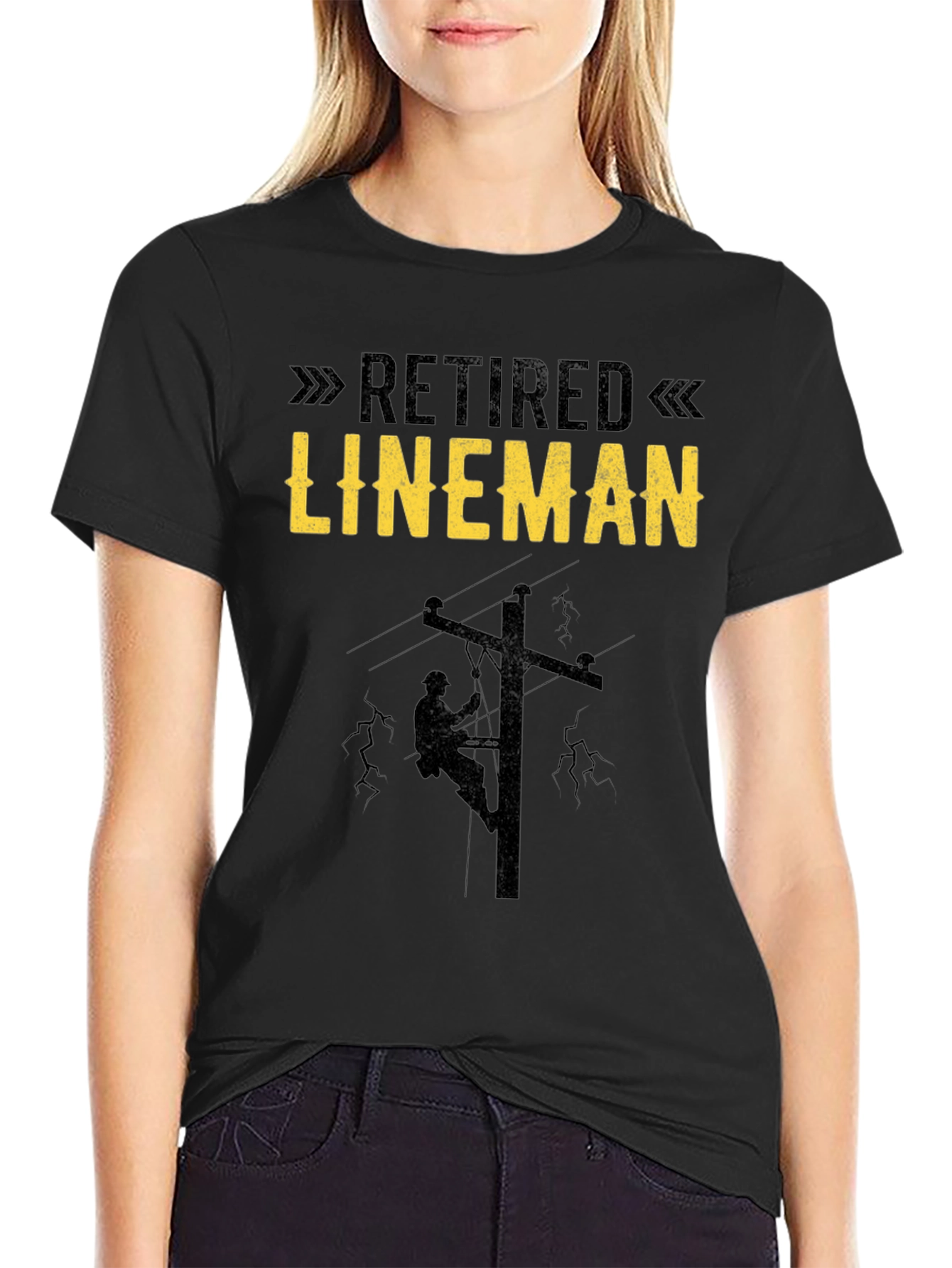 Retired Lineman Black T-Shirt
