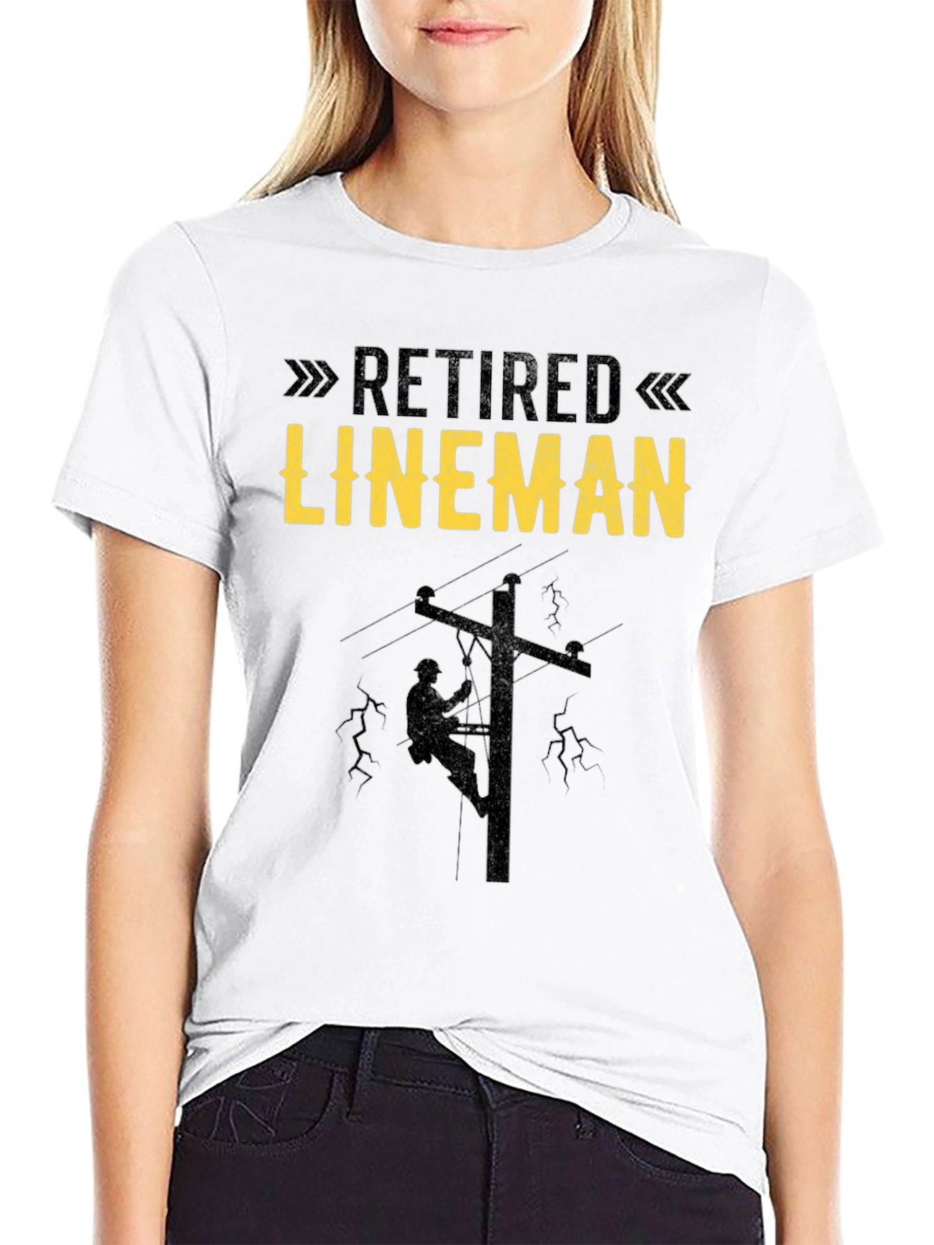 Retired Lineman Black T-Shirt