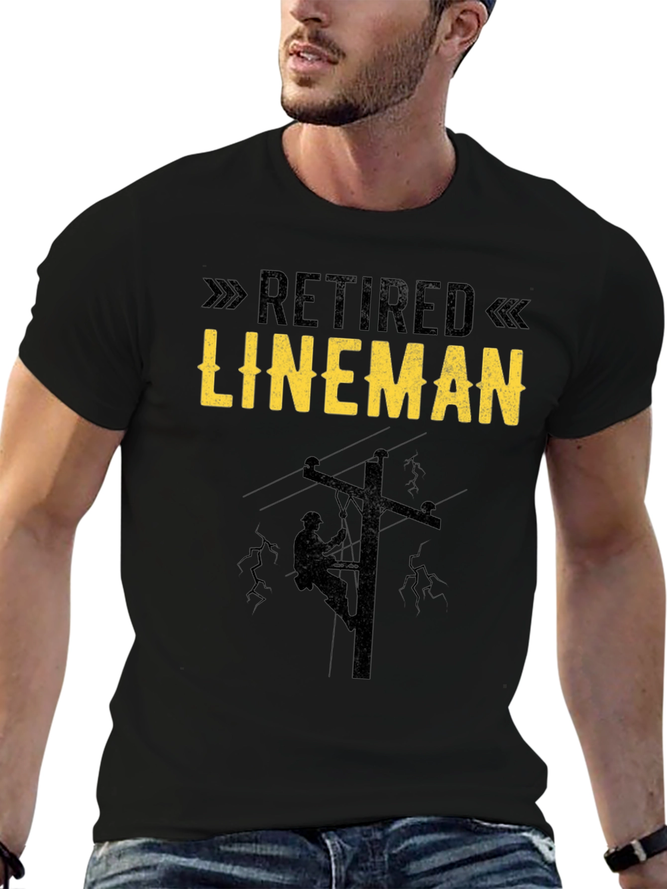 Retired Lineman Black T-Shirt