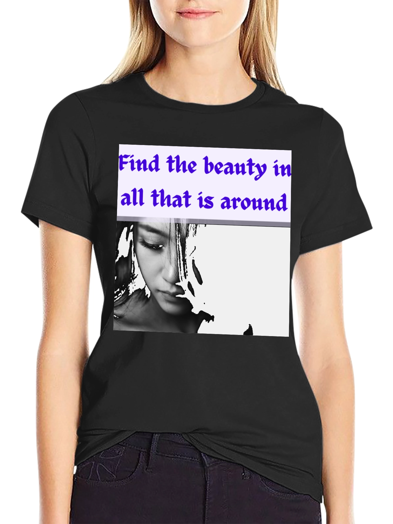Beauty Around Graphic Tee - Stylish Black Cotton T-Shirt