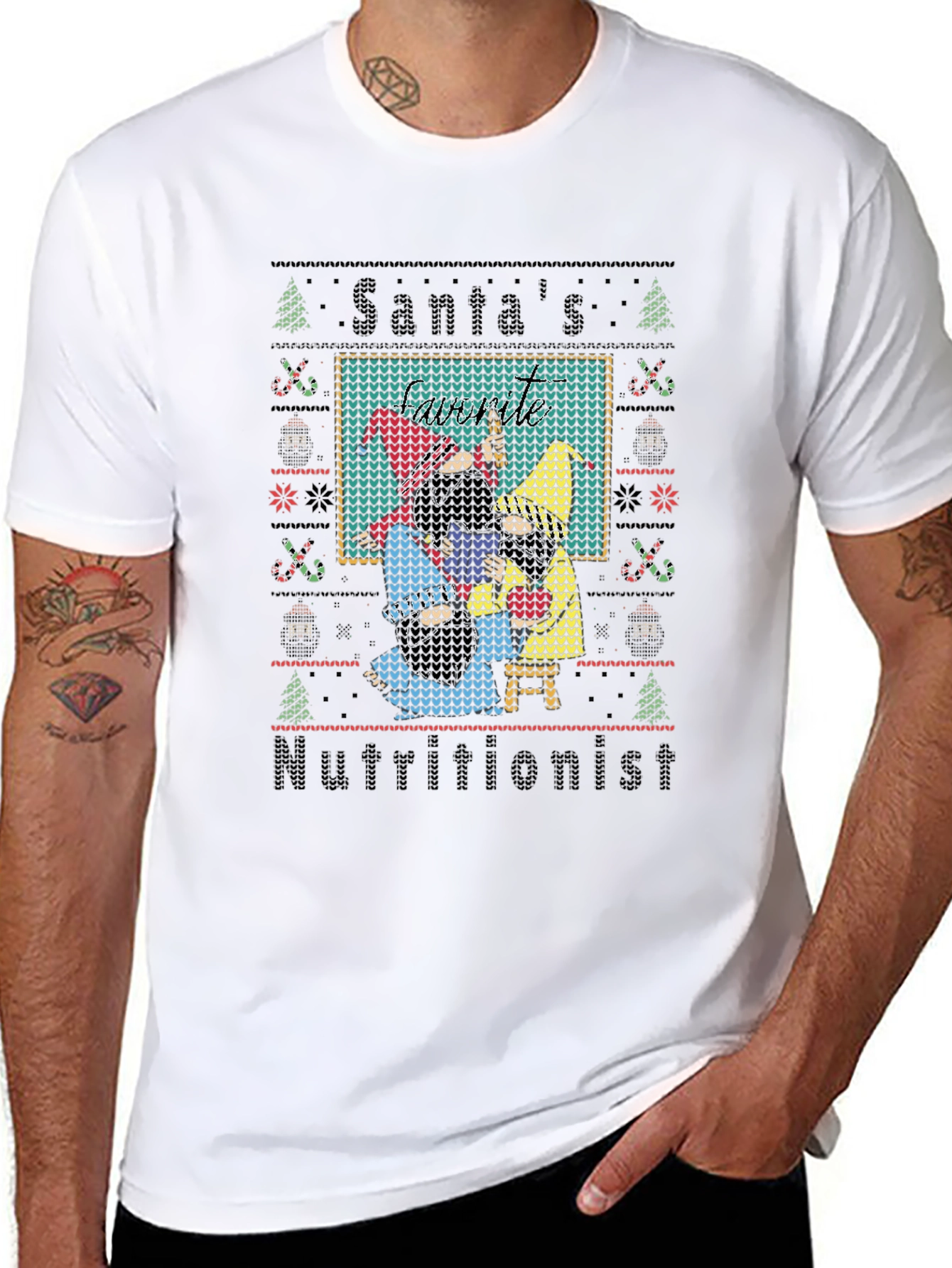Santas Nutritionist Ugly Christmas Sweater T-Shirt