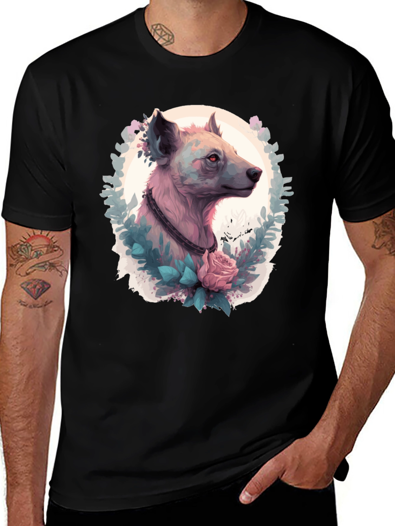 Hyena Portrait T-Shirt - Unique Animal Graphic Tee