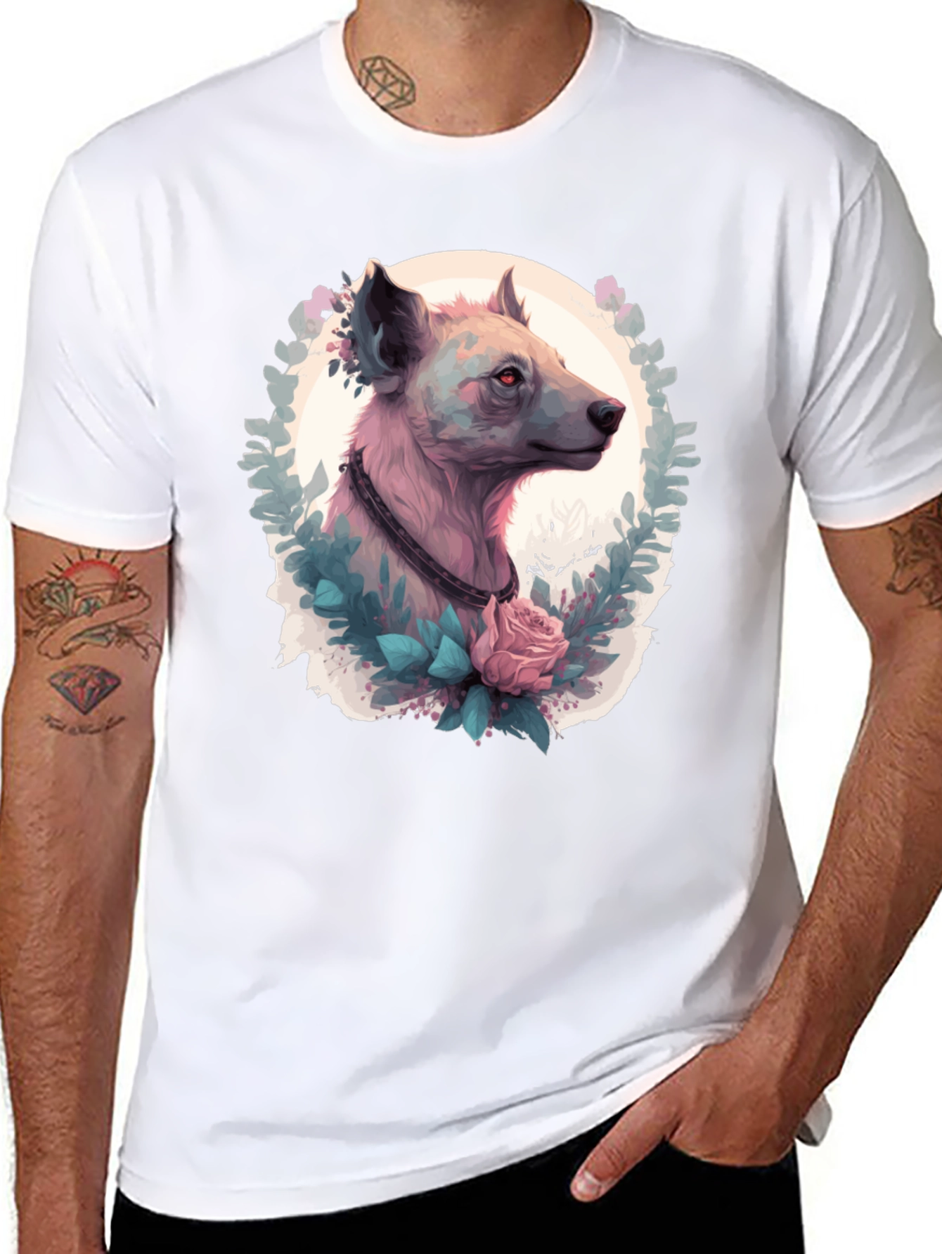 Hyena Portrait T-Shirt - Unique Animal Graphic Tee