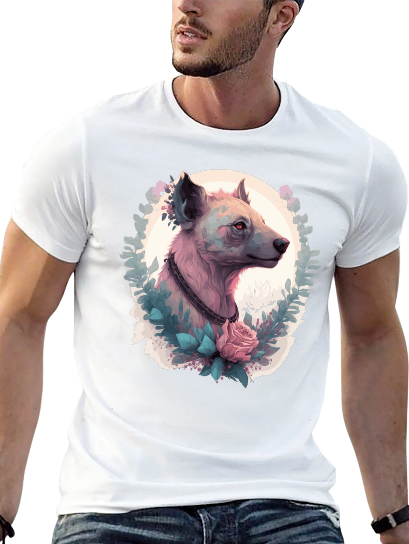 Hyena Portrait T-Shirt - Unique Animal Graphic Tee