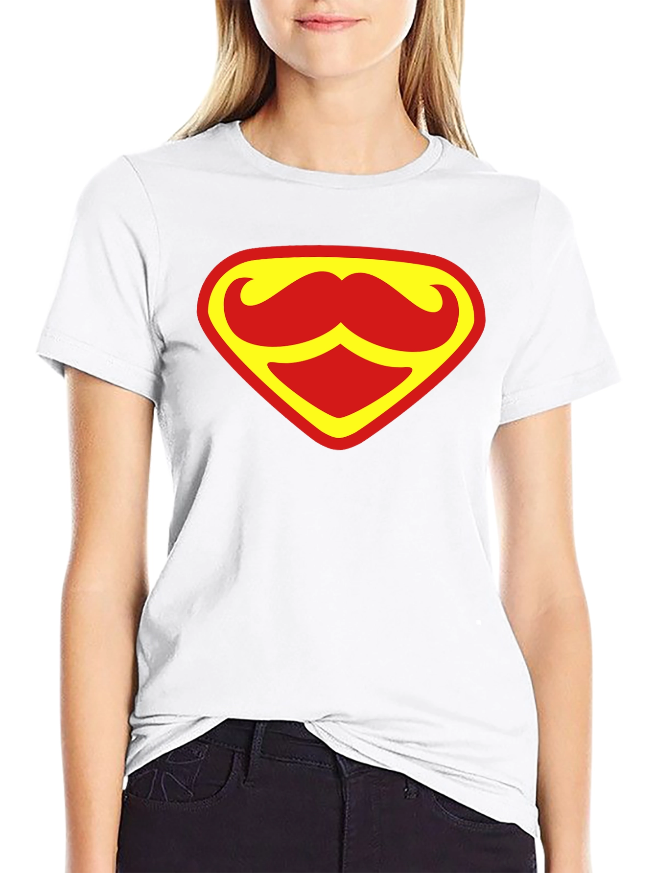 Funny Mustache Superman Logo Graphic T-Shirt