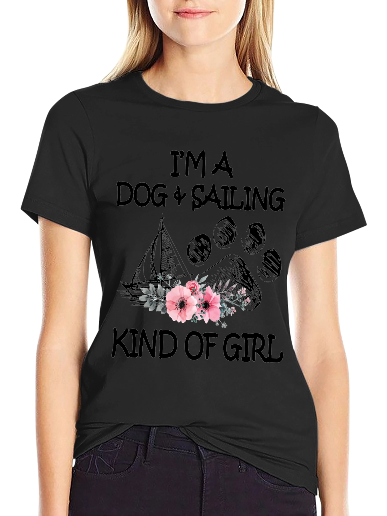 Dog and Sailing Kind of Girl Graphic Tee