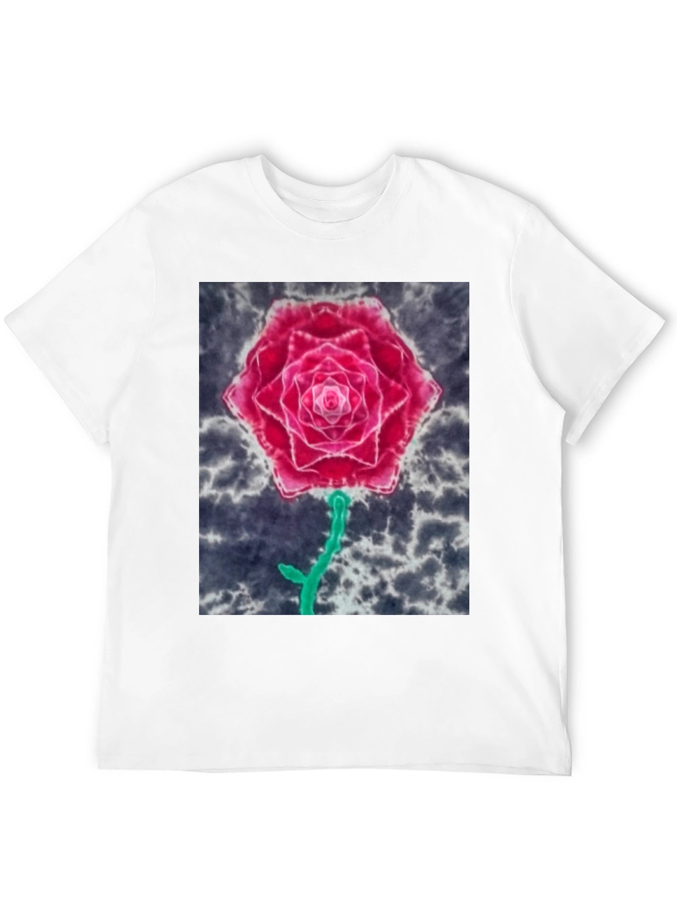 Rose Graphic Tee - Unique Tie Dye Design