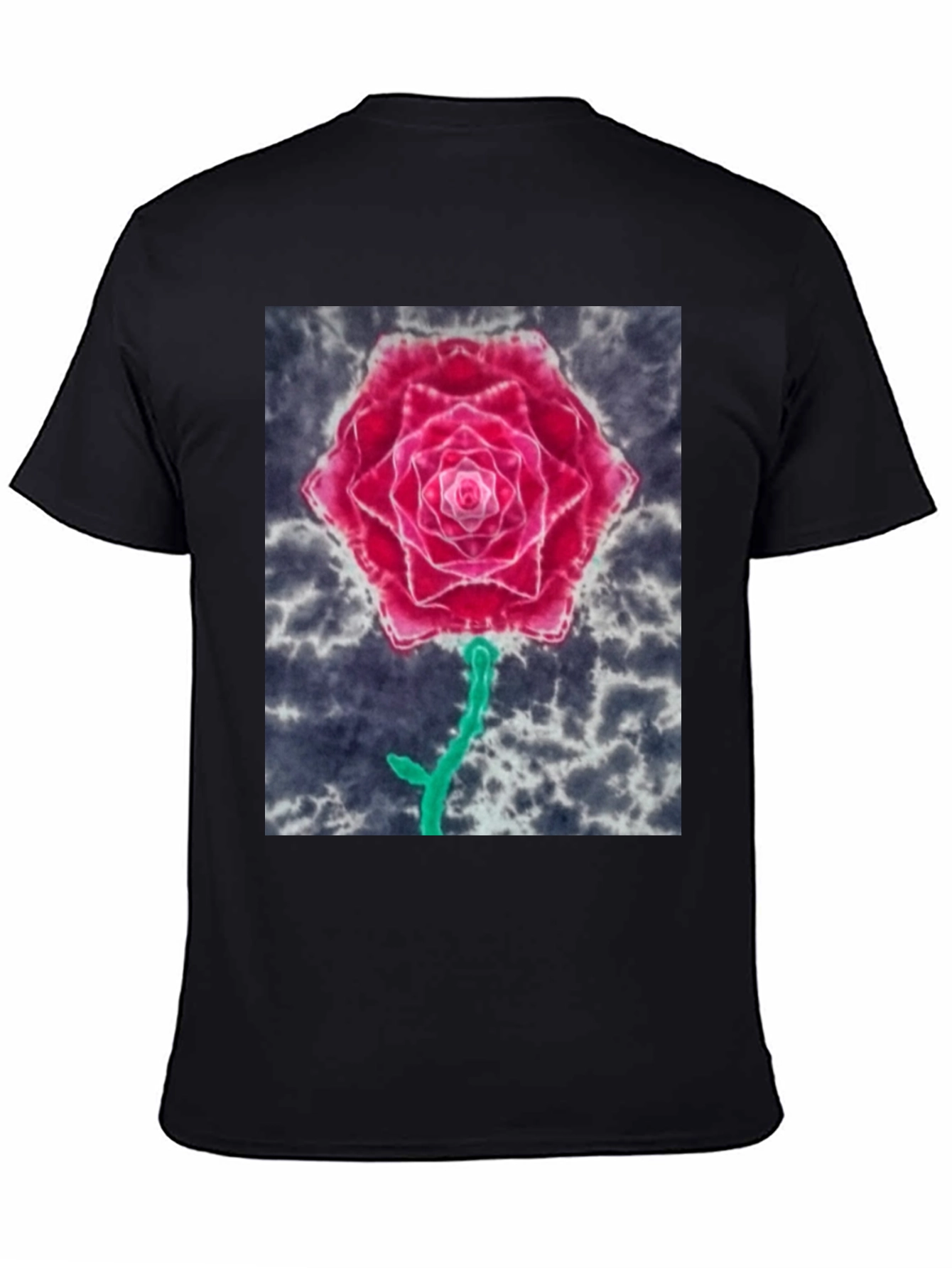 Rose Graphic Tee - Unique Tie Dye Design