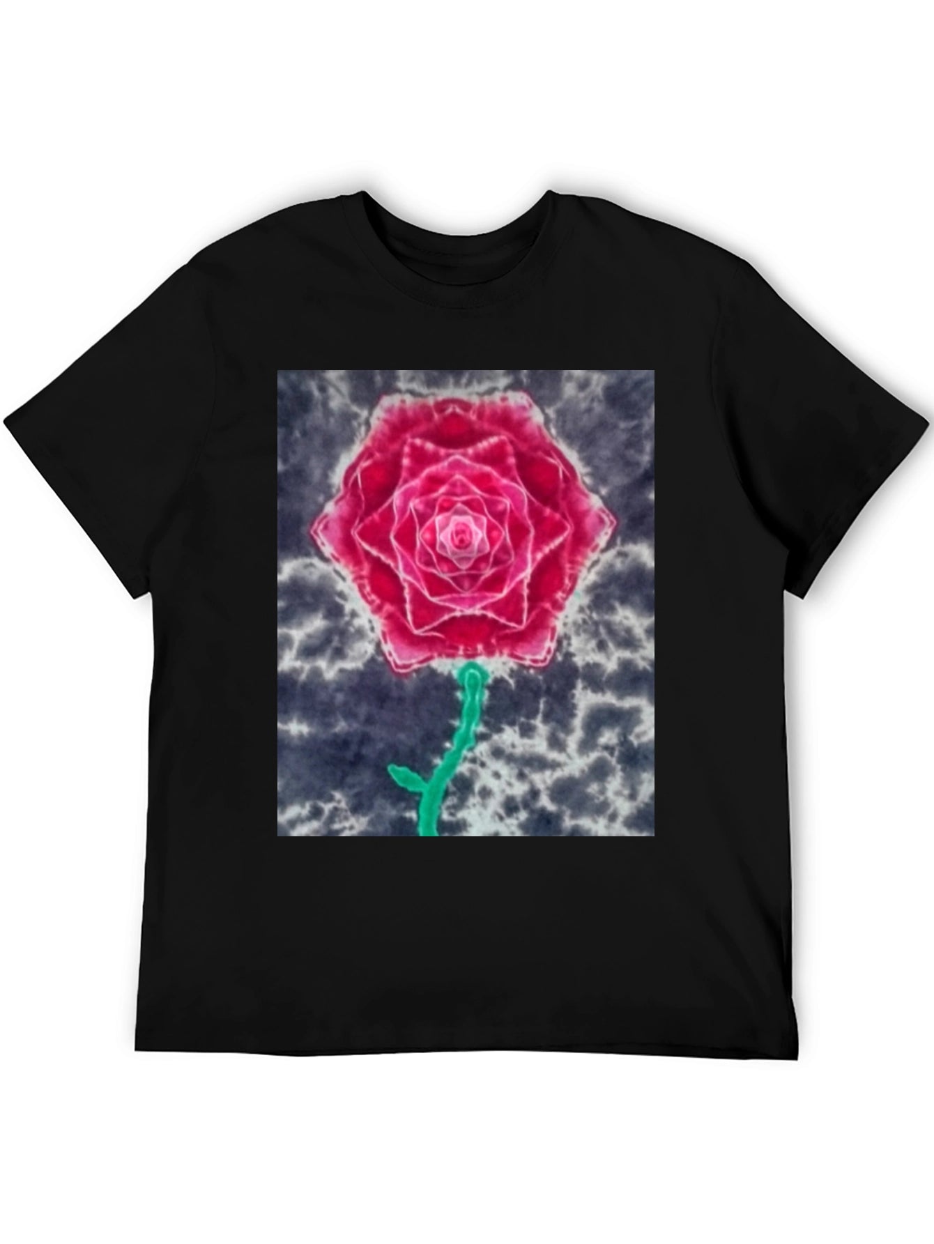 Rose Graphic Tee - Unique Tie Dye Design