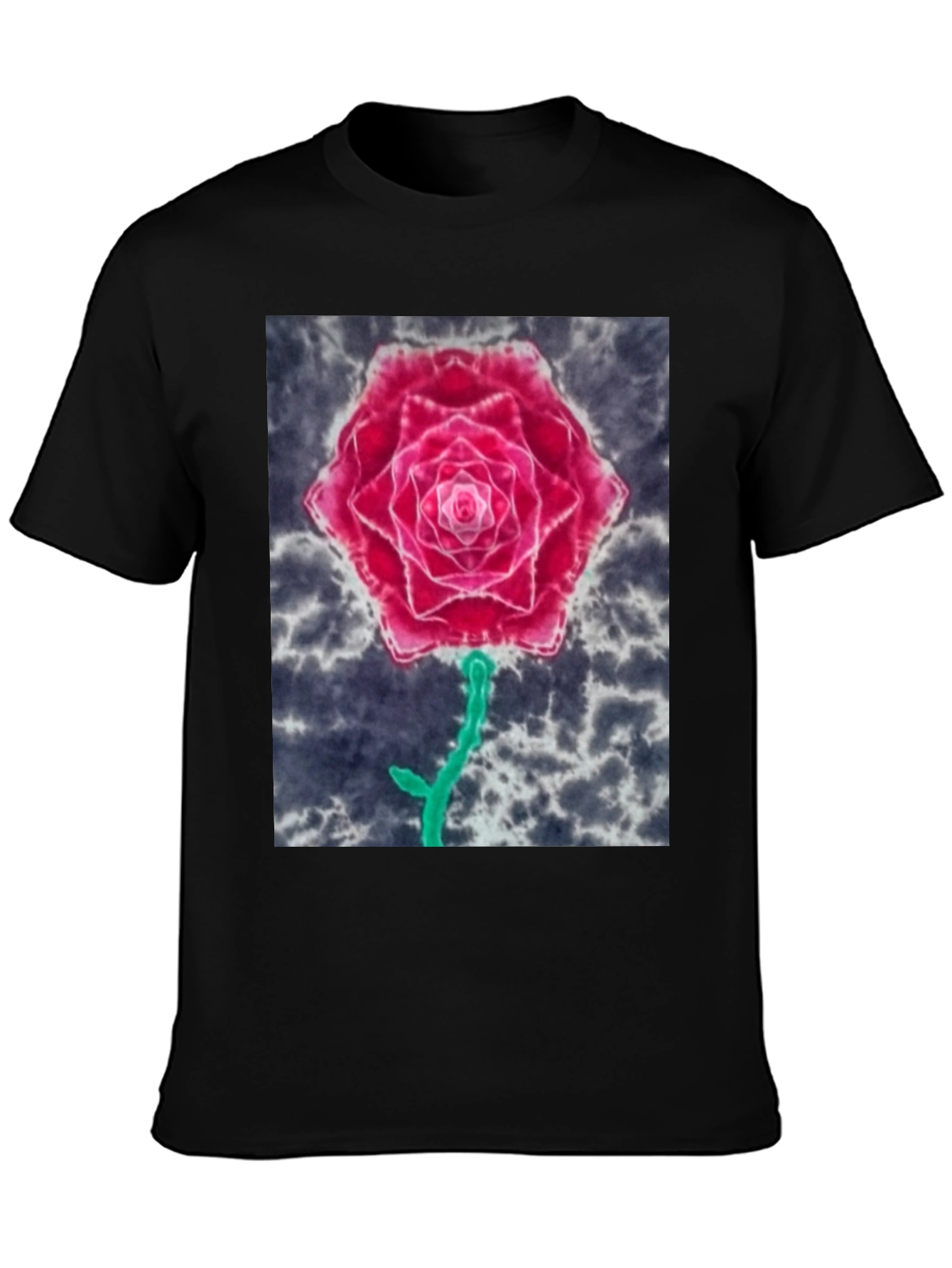 Rose Graphic Tee - Unique Tie Dye Design