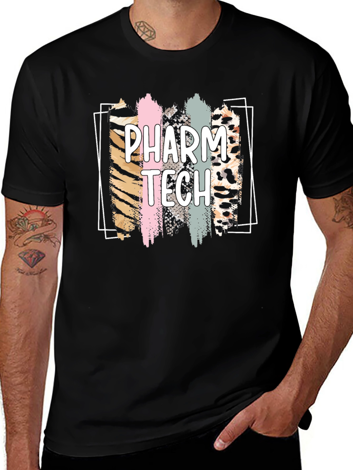 Pharm Tech Animal Print Brush Stroke T-Shirt