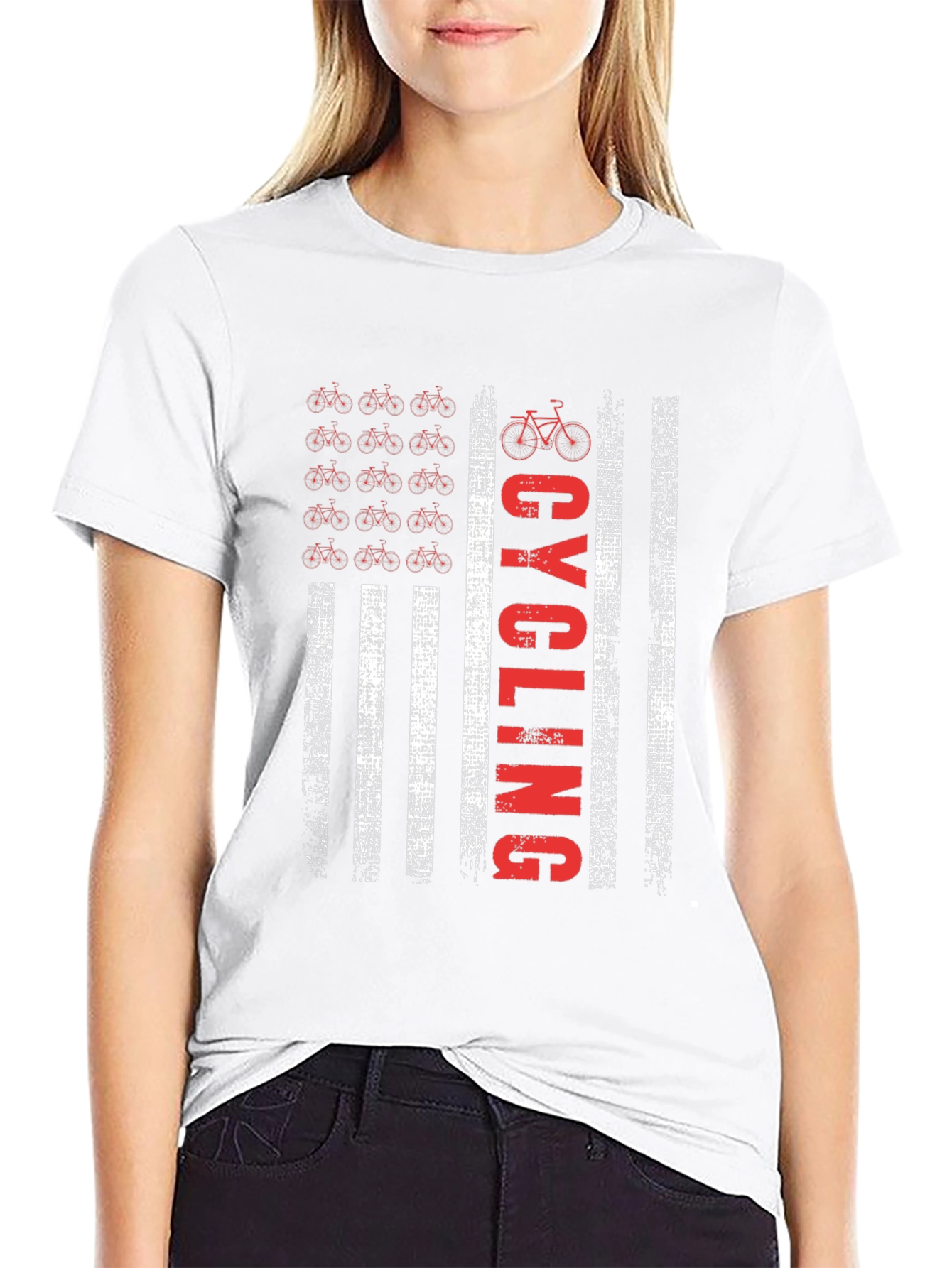 Cycling American Flag T-Shirt