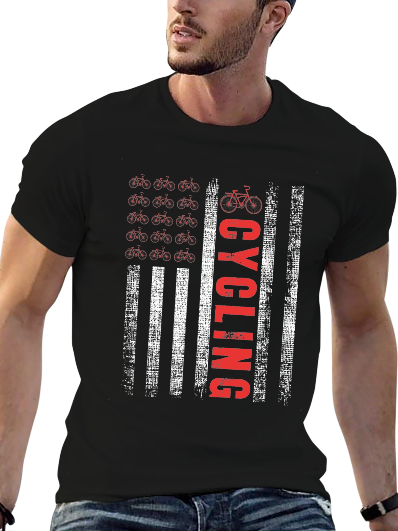 Cycling American Flag T-Shirt