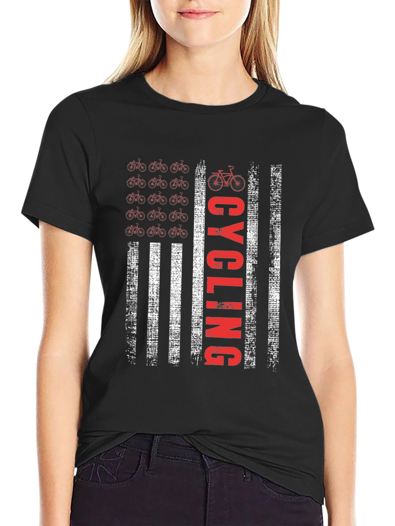 Cycling American Flag T-Shirt