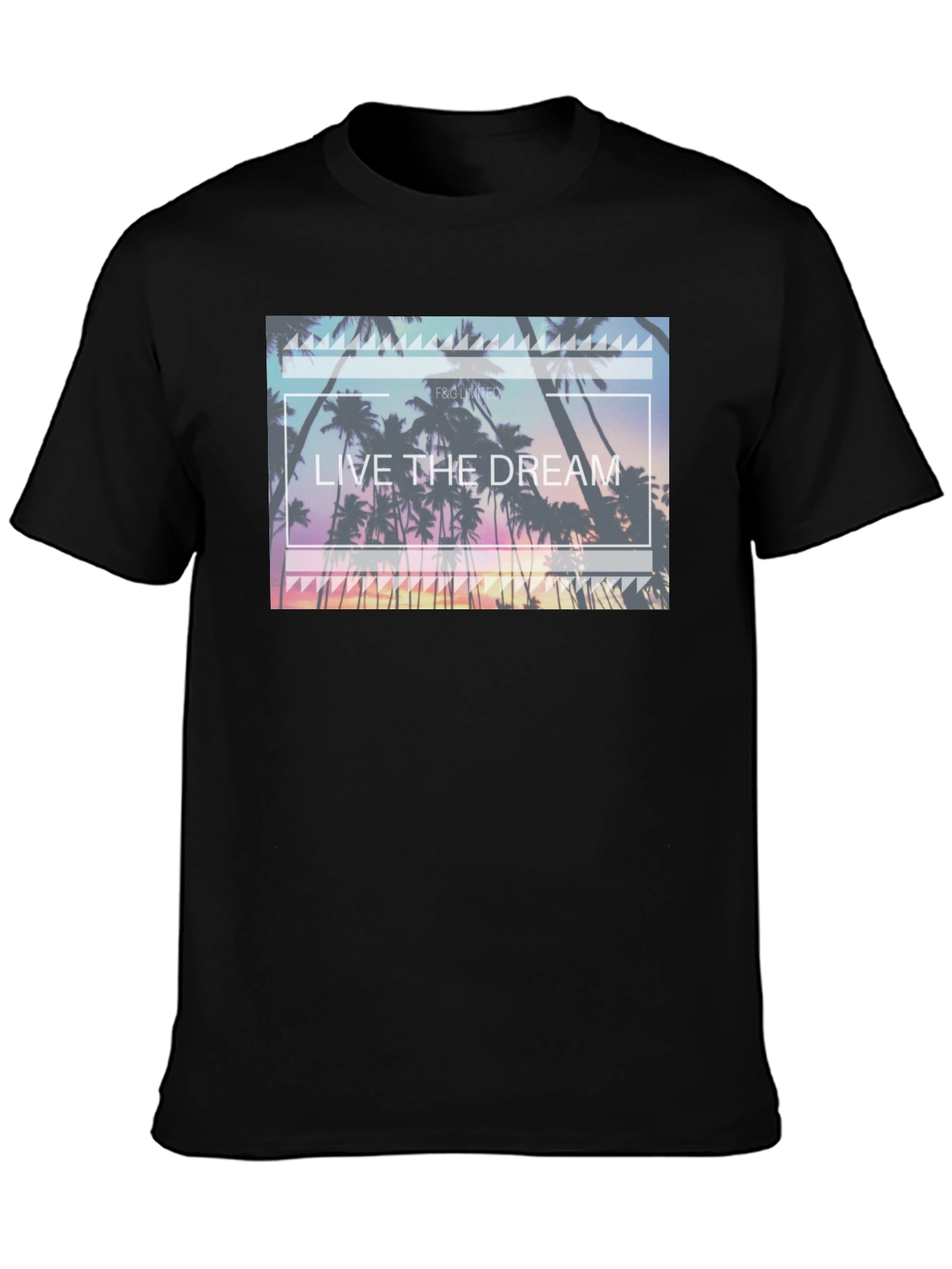 Live the Dream Graphic Tee - Tropical Palm Design