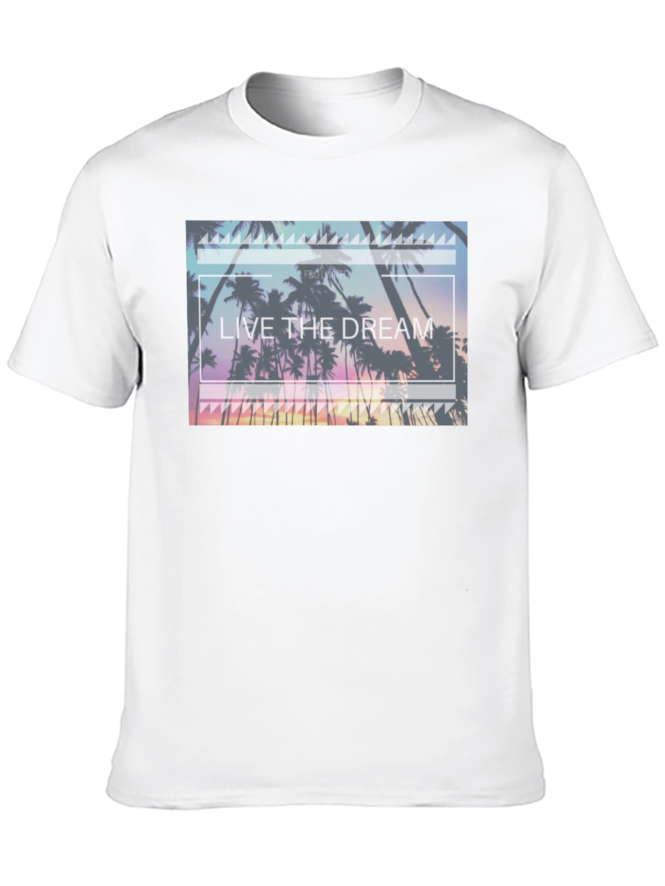 Live the Dream Graphic Tee - Tropical Palm Design