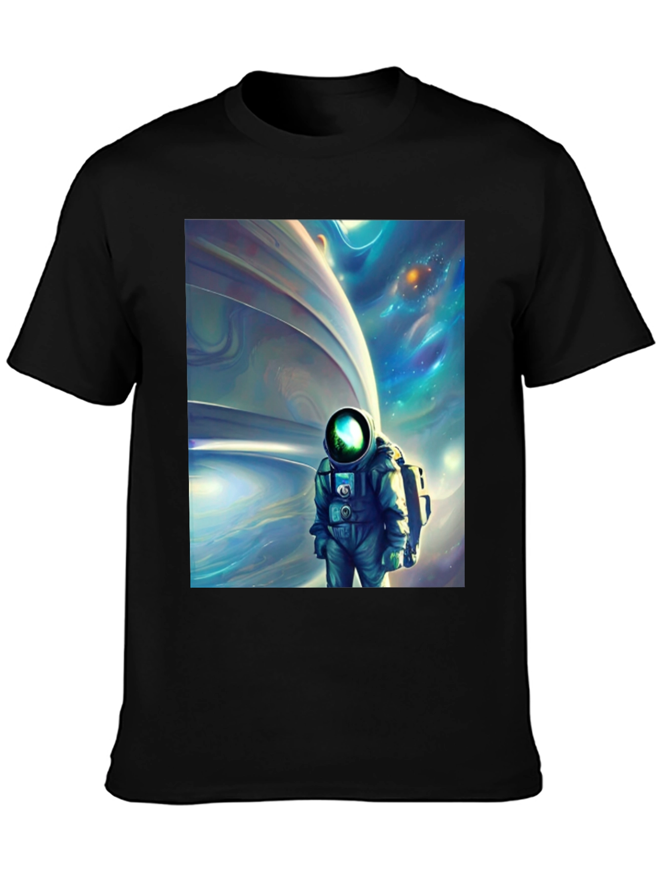 Astronaut Space Art Black T-Shirt