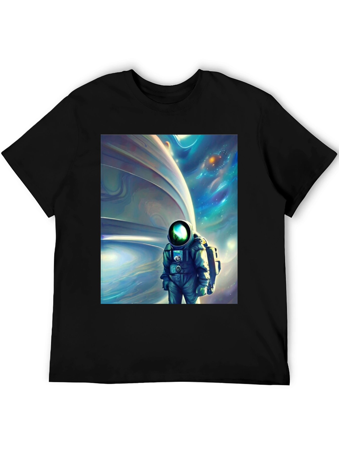 Astronaut Space Art Black T-Shirt